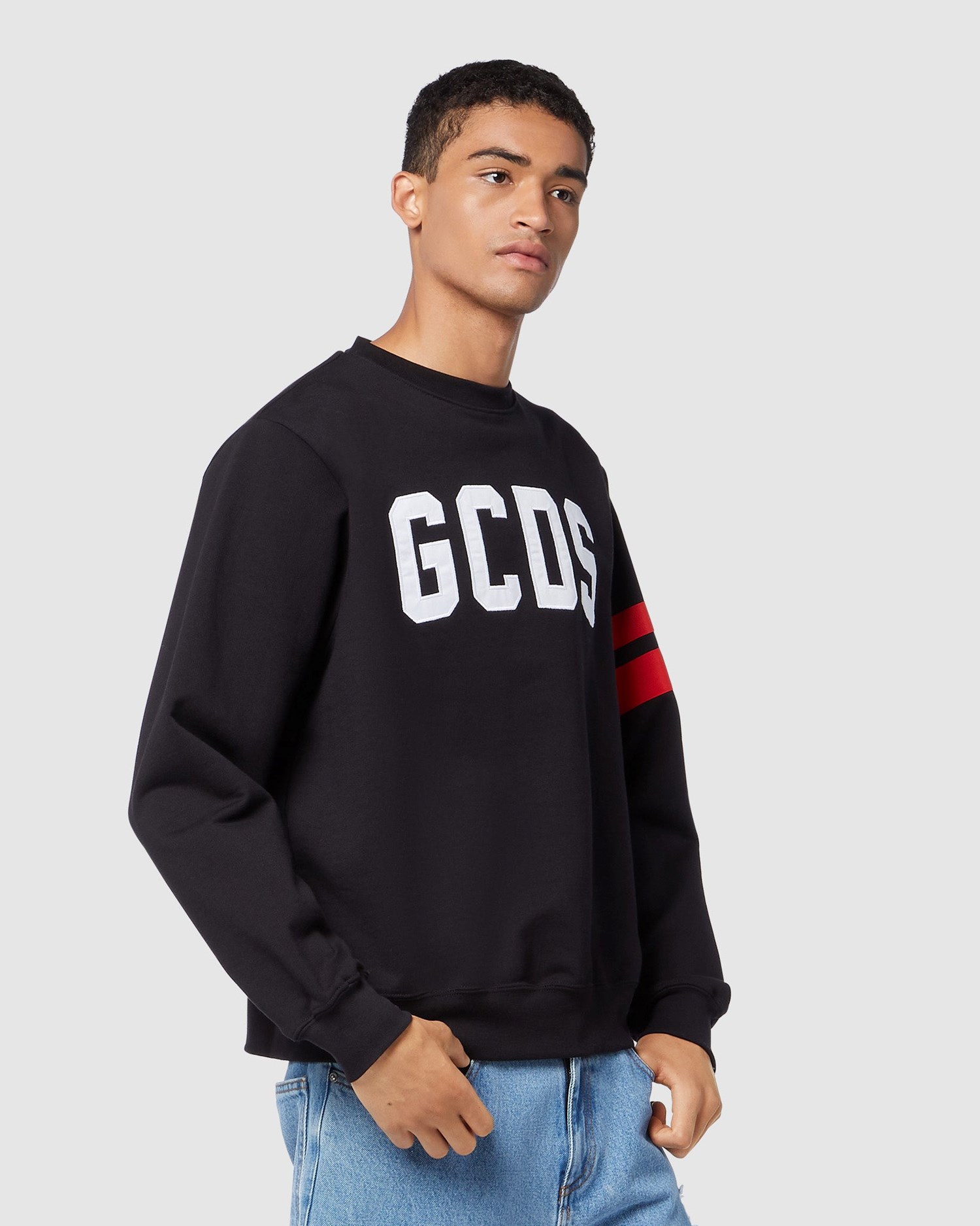 Sweat À Capuche GCDS Logo Regular Crewneck Homme Noir | 719036-SDF