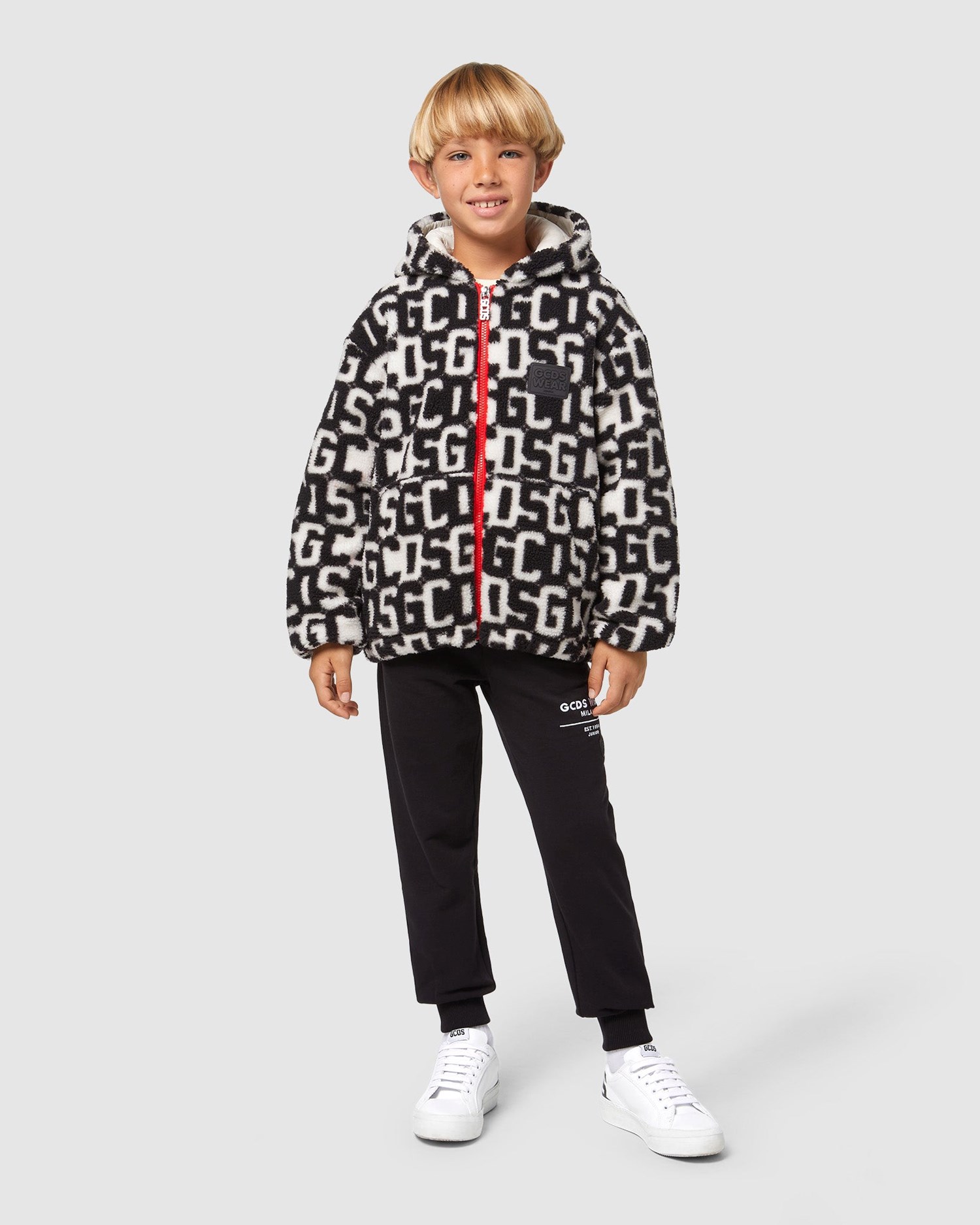 Sweat À Capuche GCDS Monogram Encapuchonné Jacket Enfant Noir | 864725-KGX