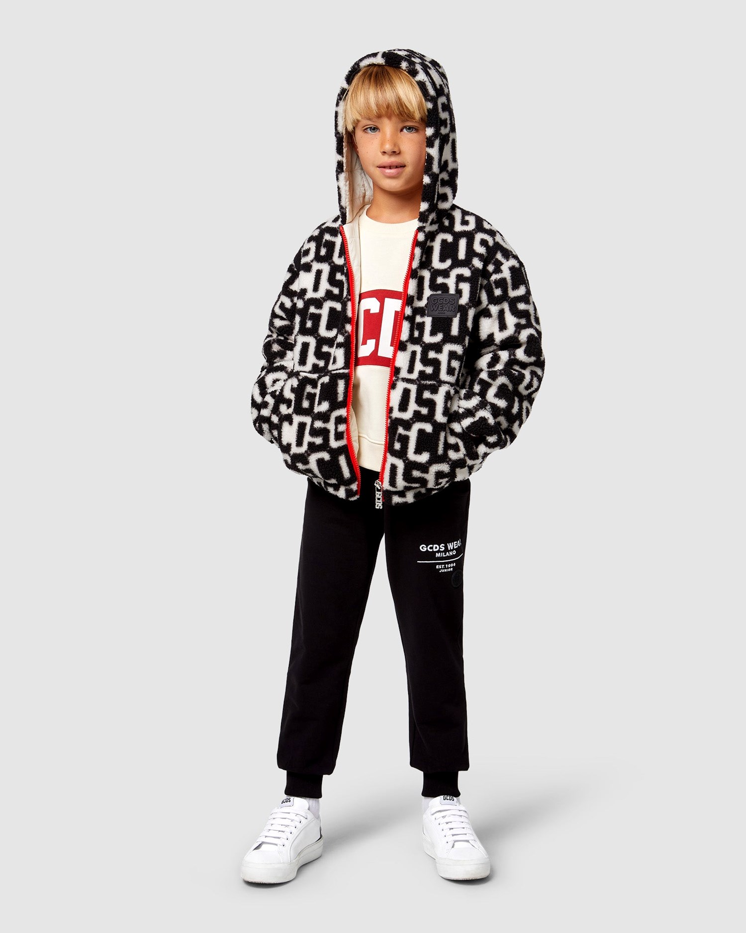 Sweat À Capuche GCDS Monogram Encapuchonné Jacket Enfant Noir | 864725-KGX