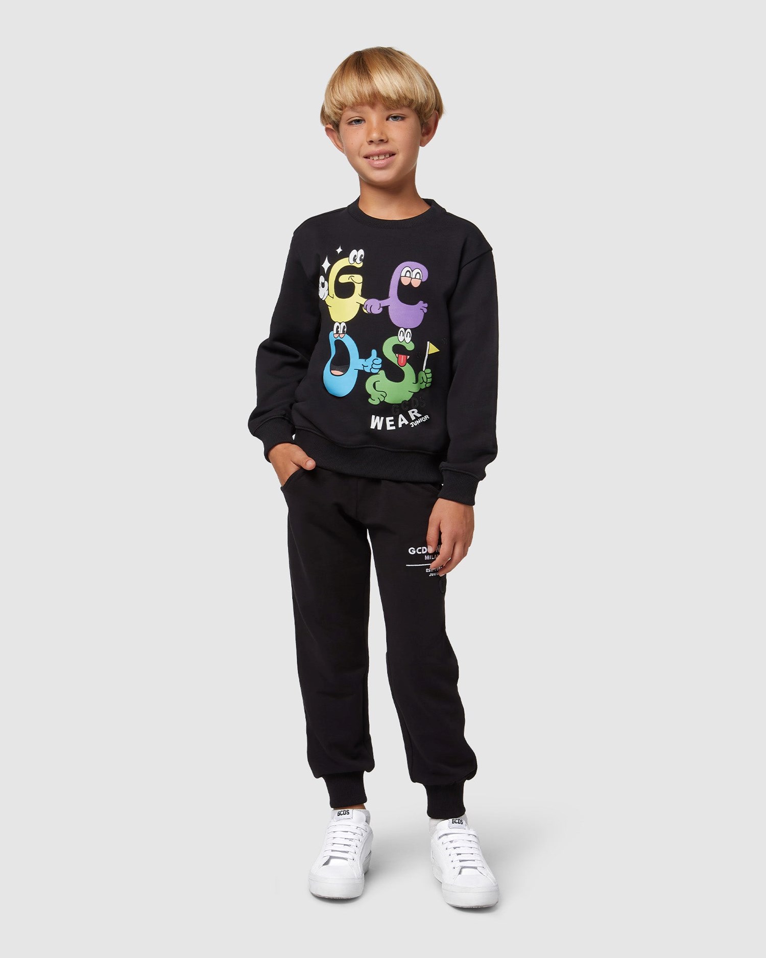 Sweat À Capuche GCDS Monsters Crewneck Enfant Noir | 438650-OJA