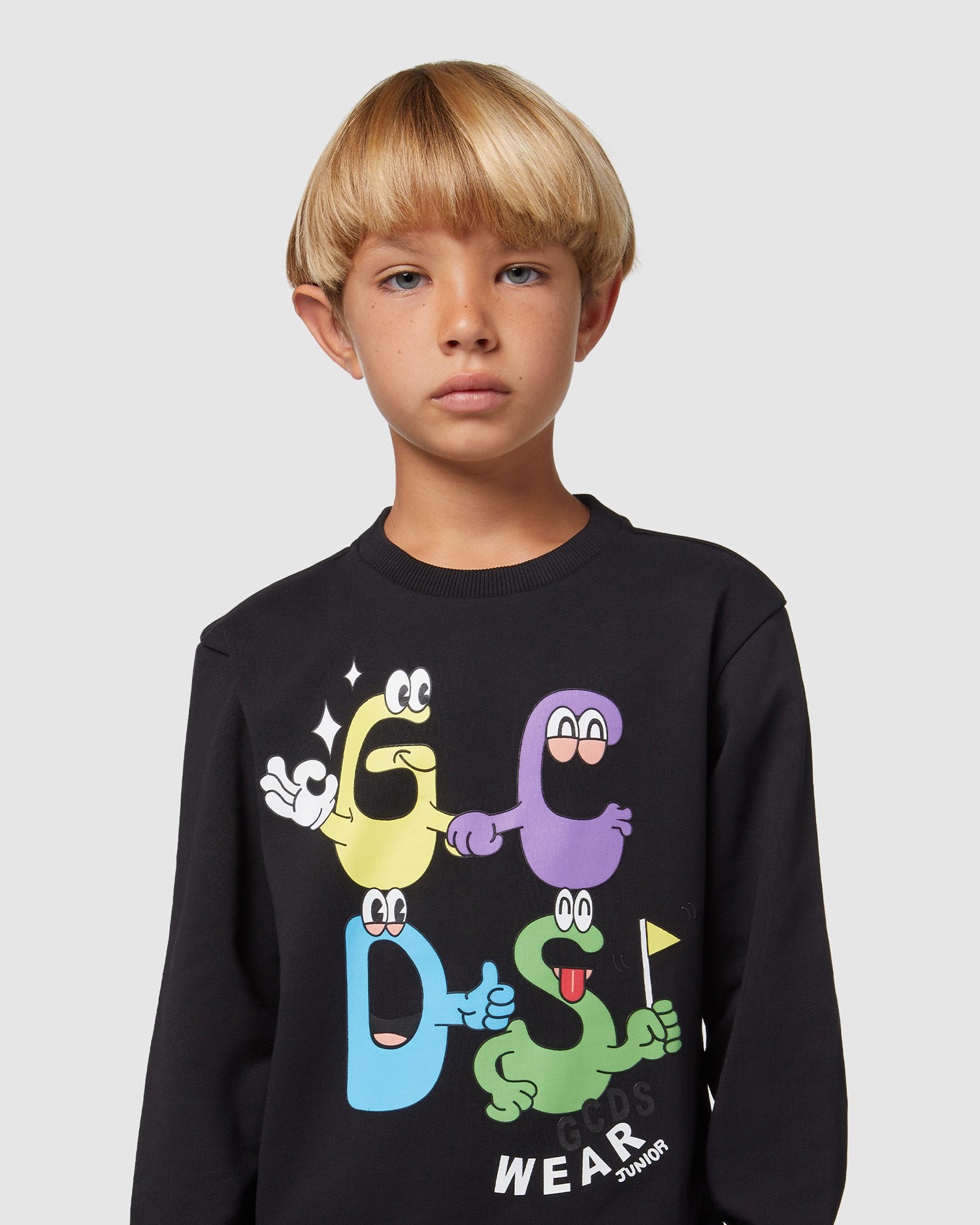 Sweat À Capuche GCDS Monsters Crewneck Enfant Noir | 438650-OJA