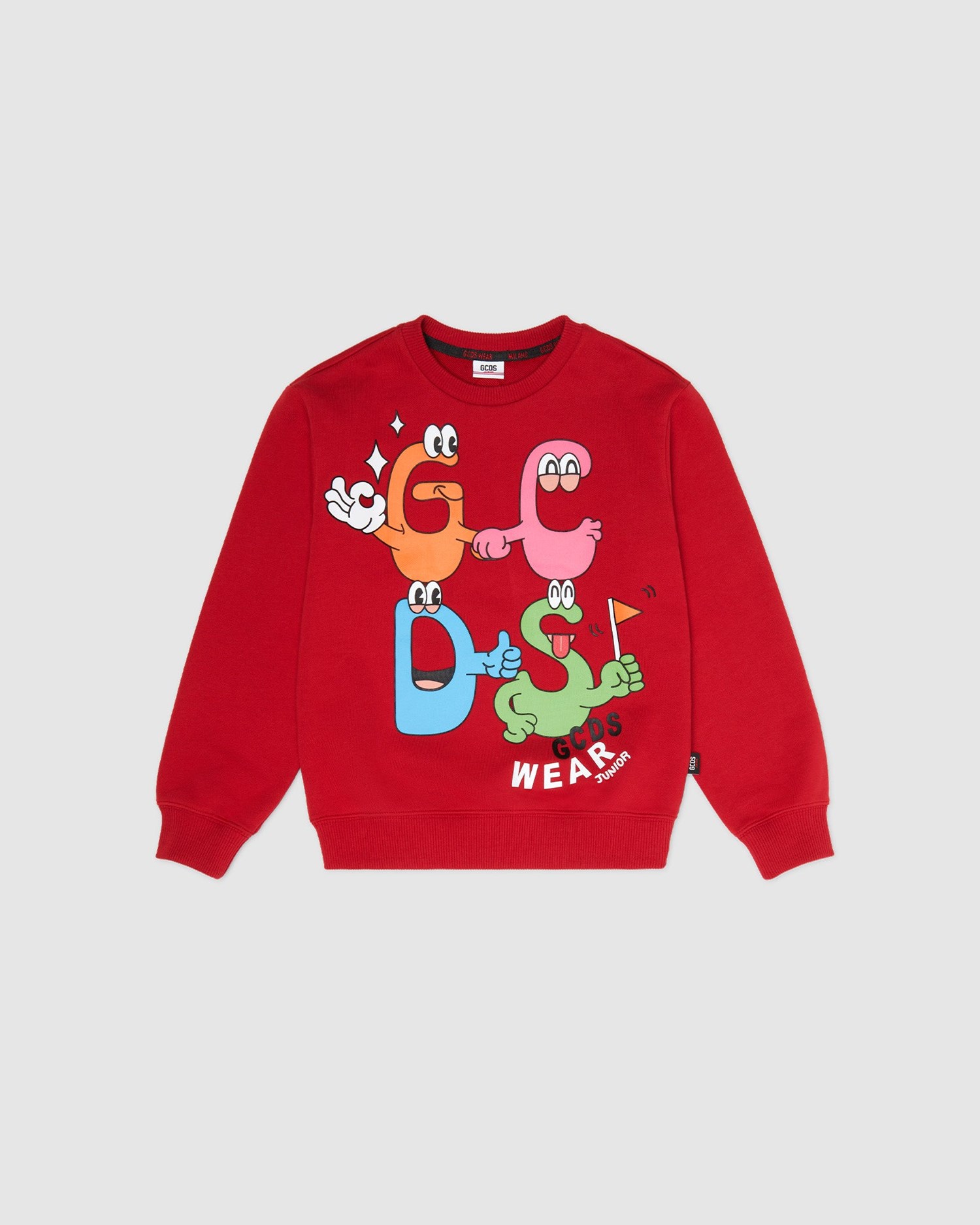 Sweat À Capuche GCDS Monsters Crewneck Enfant Rouge | 496783-ONM