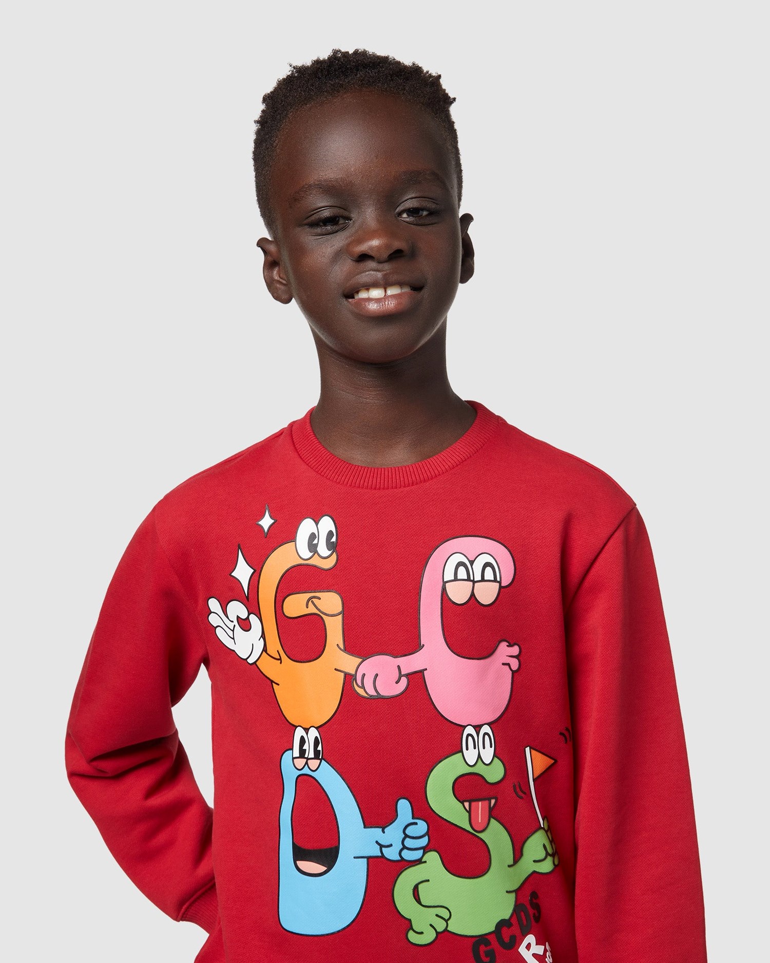 Sweat À Capuche GCDS Monsters Crewneck Enfant Rouge | 496783-ONM