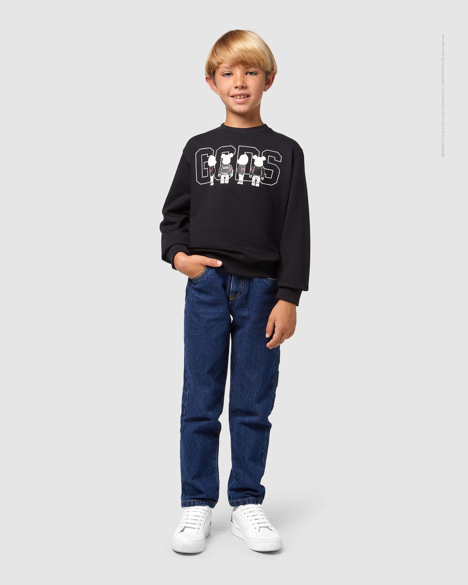 Sweat À Capuche GCDS X Bearbrick Junior Crewneck Enfant Noir | 658301-YCS