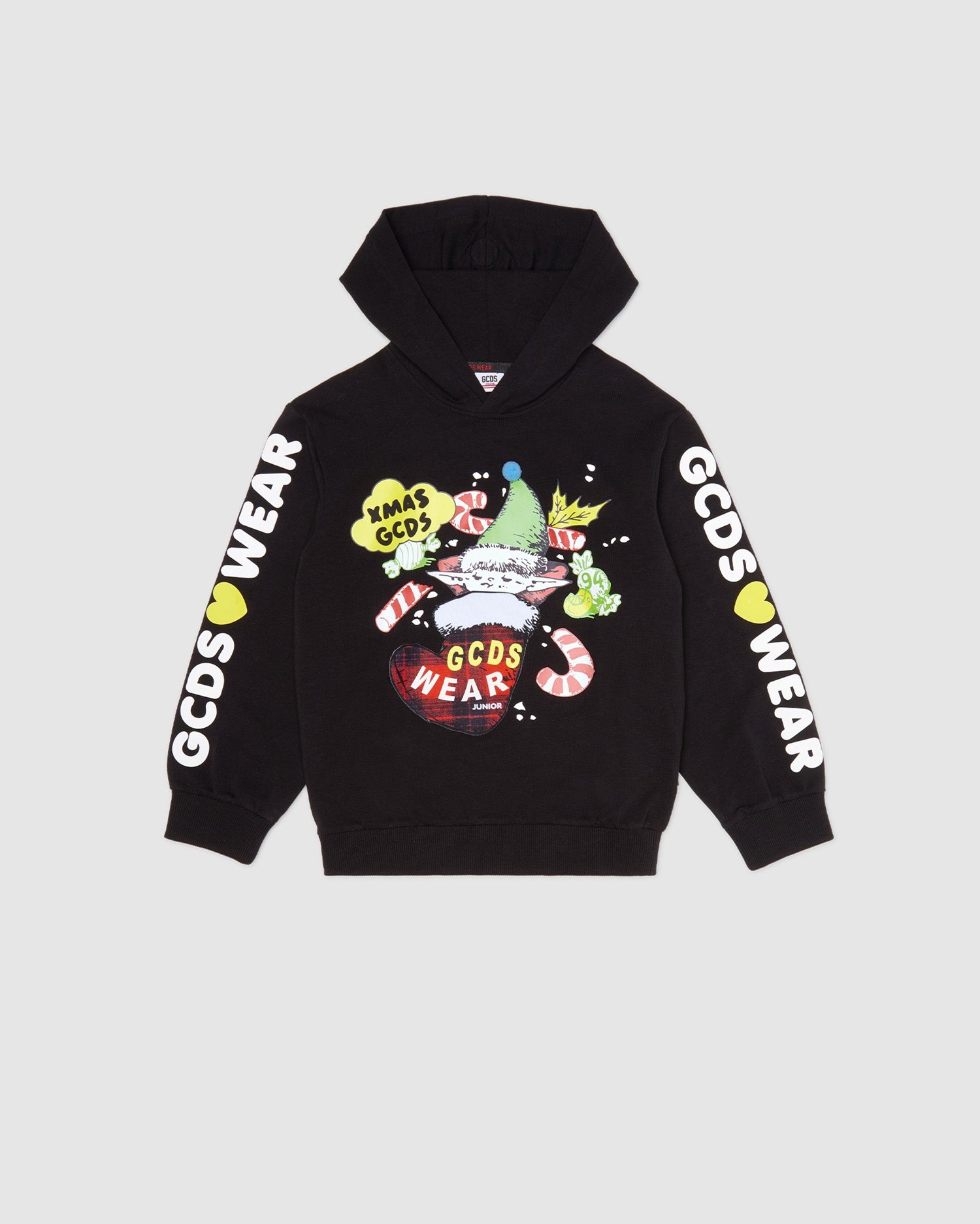 Sweat À Capuche GCDS Xmas Hoodie Enfant Noir | 142356-GKE