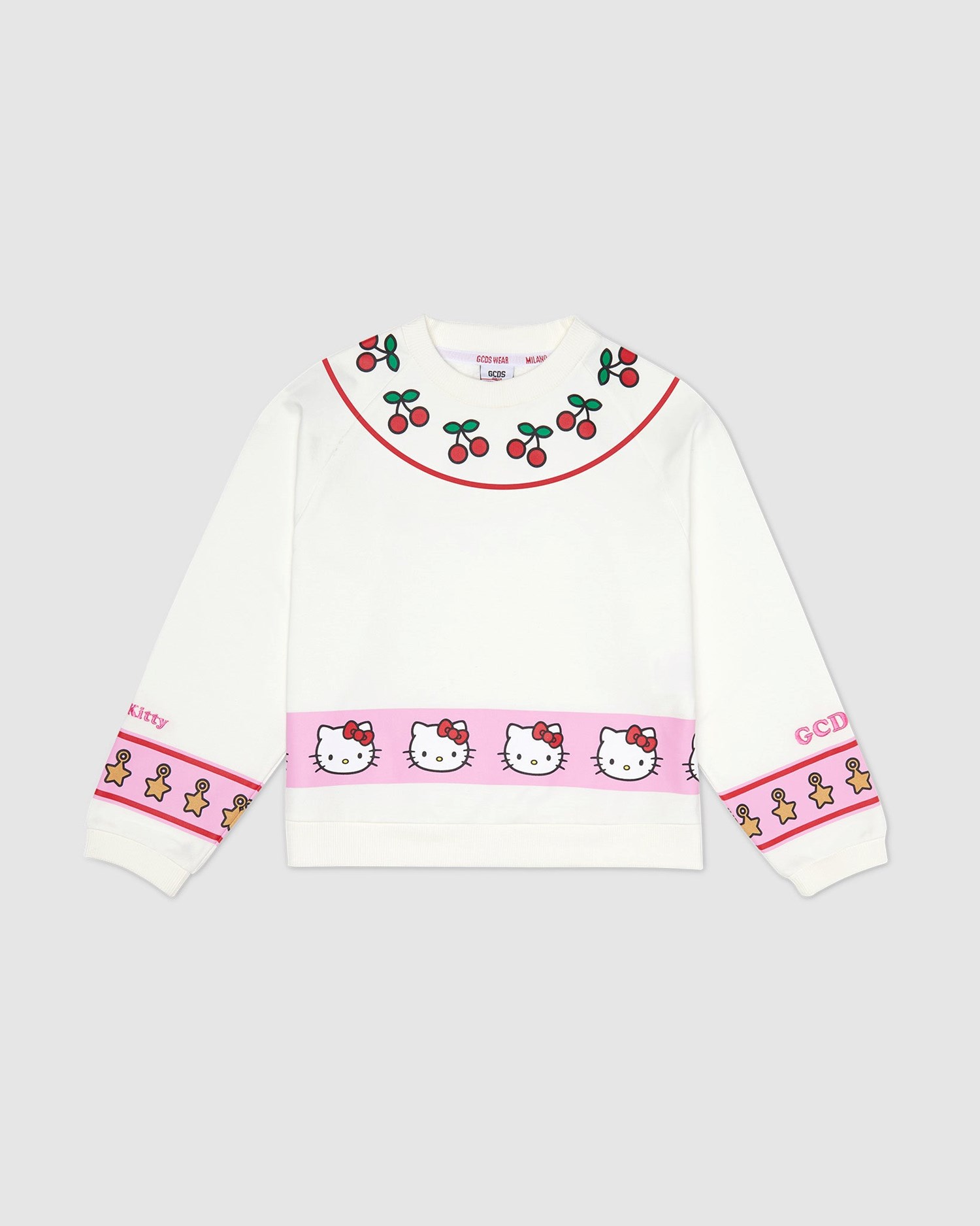 Sweat À Capuche GCDS Hello Kitty Crewneck Enfant Blanche | 071869-UTR