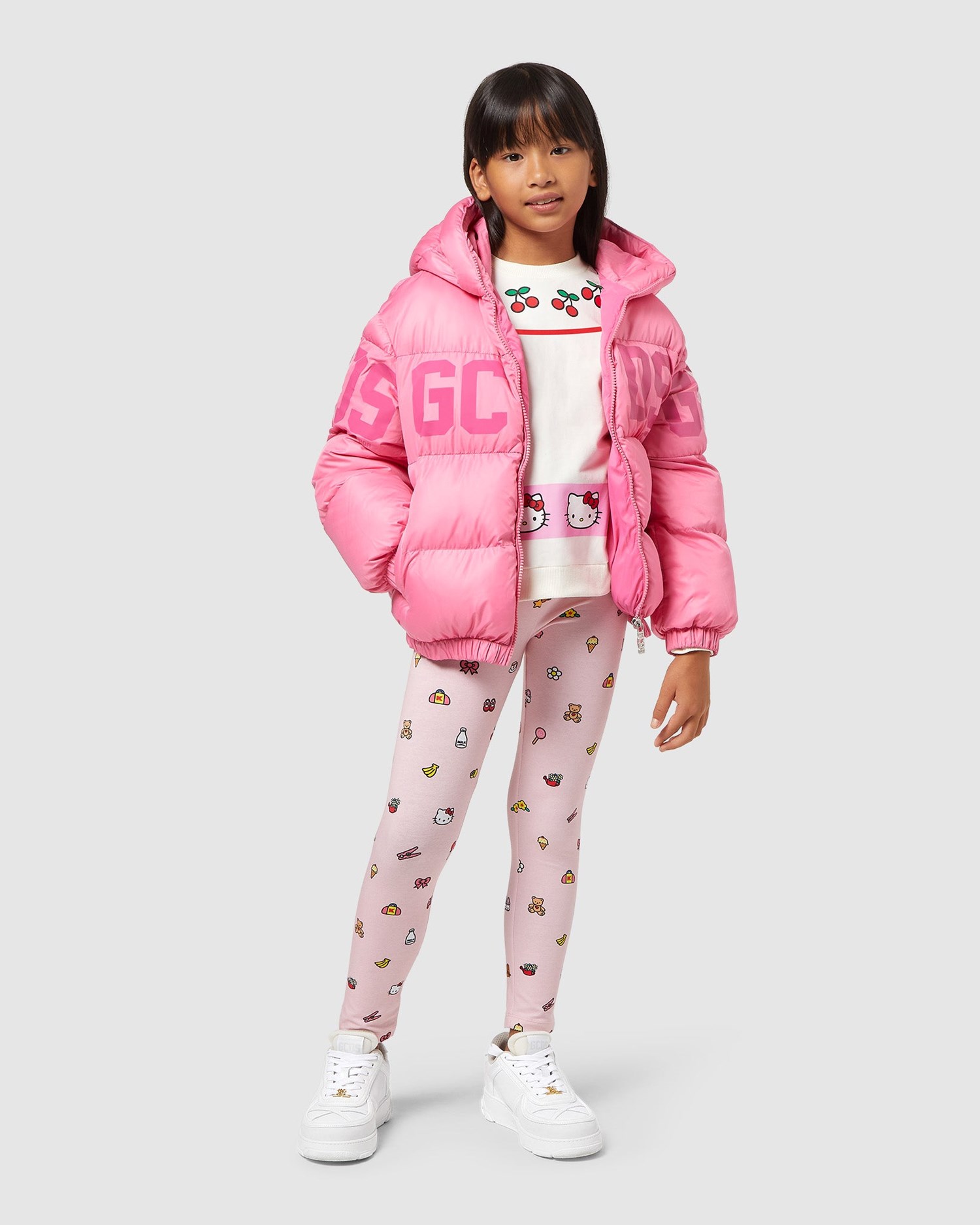 Sweat À Capuche GCDS Hello Kitty Crewneck Enfant Blanche | 071869-UTR