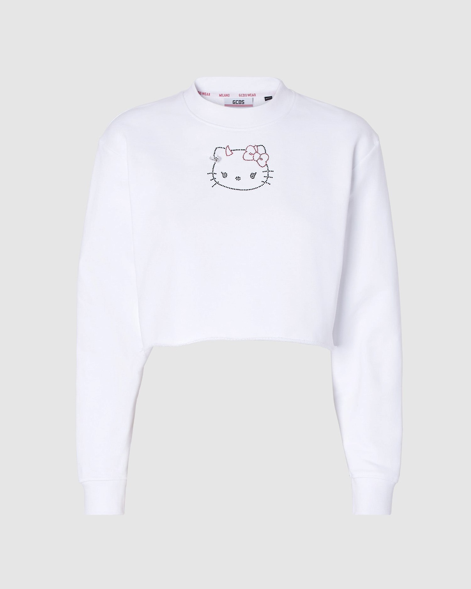 Sweat À Capuche GCDS Hello Kitty Cropped Crewneck Femme Blanche | 723961-UIJ