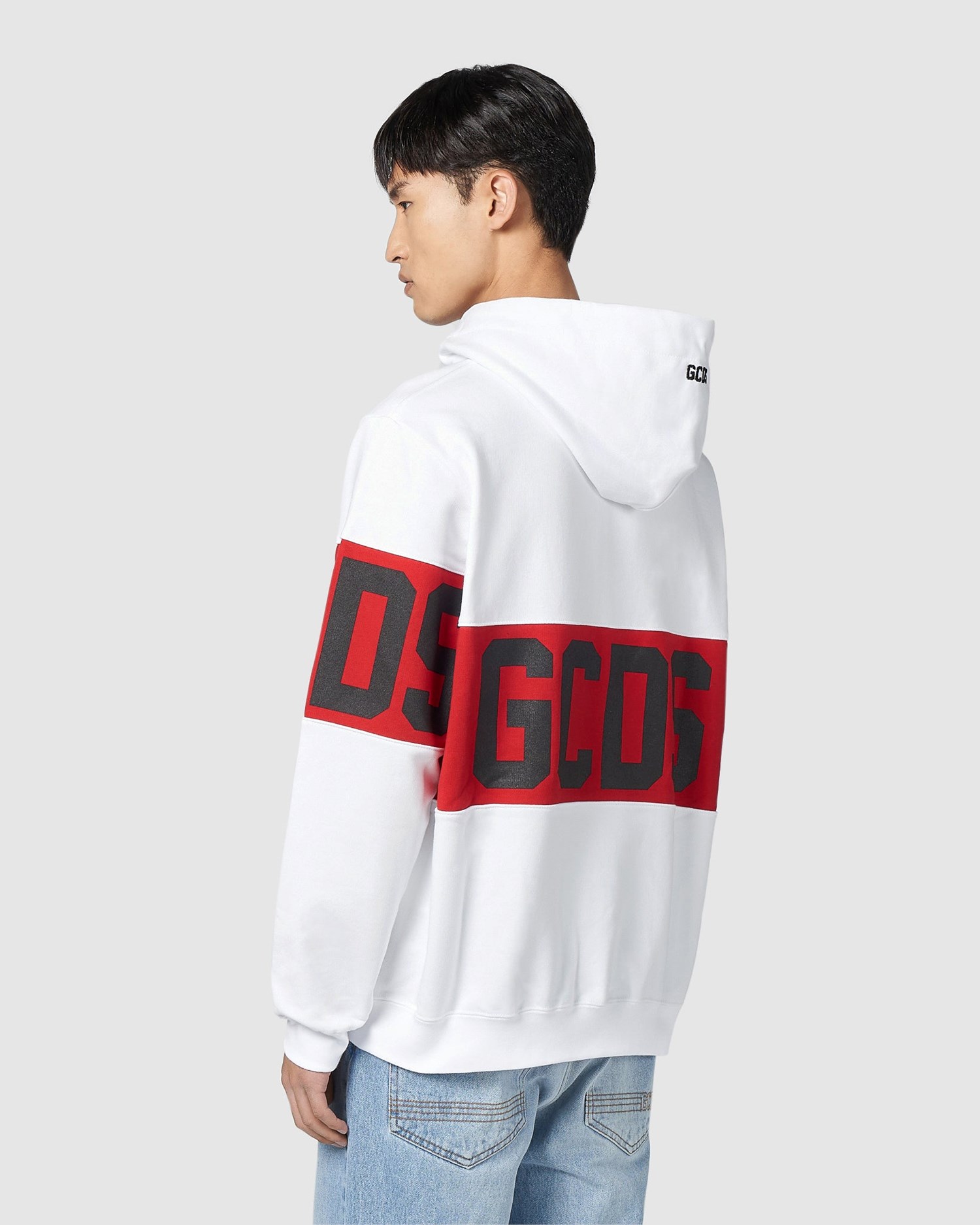 Sweat À Capuche GCDS Logo Band Hoodie Homme Blanche | 415972-SUJ