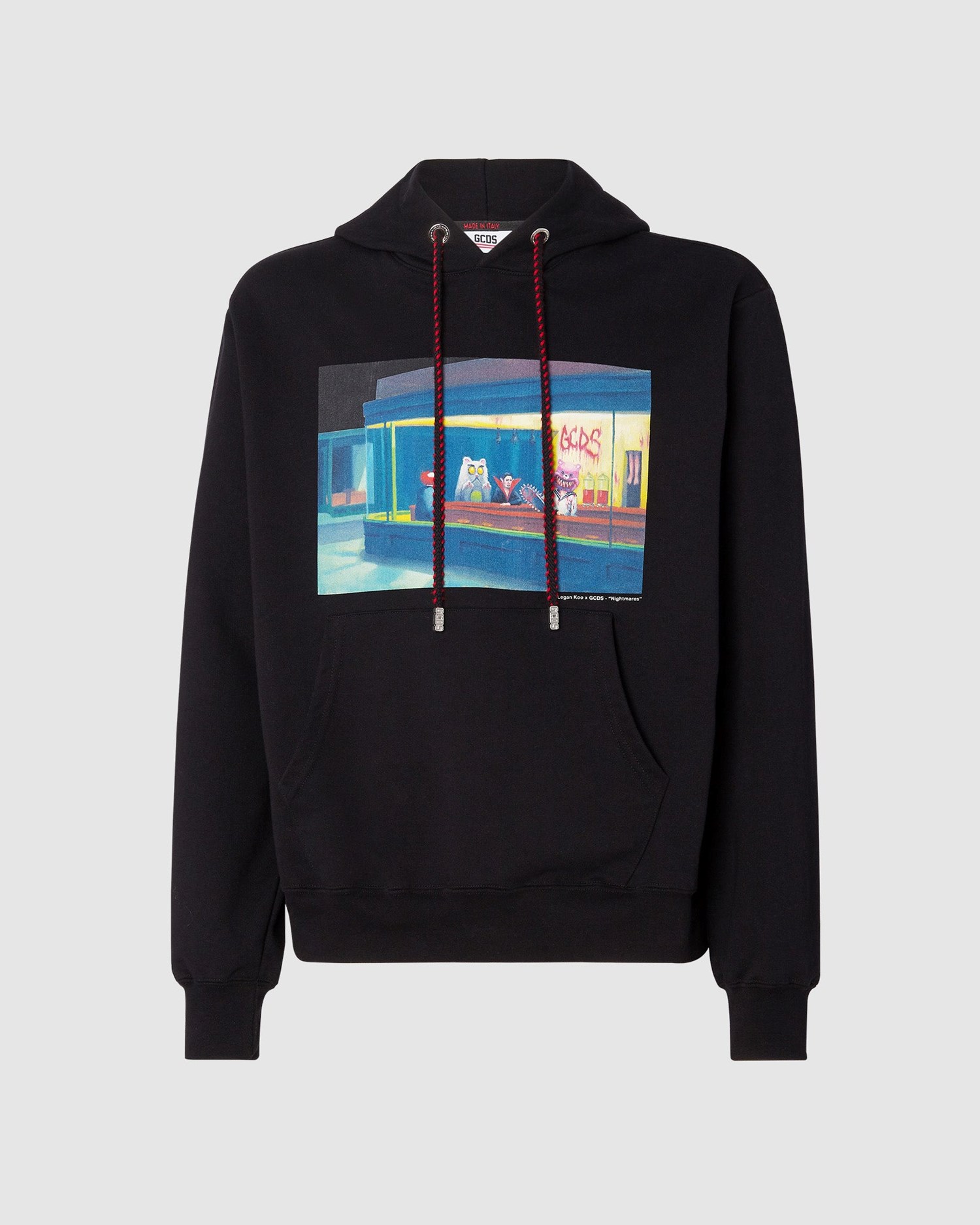 Sweat À Capuche GCDS Nightmares Printed Regular Hoodie Homme Noir | 692510-IJU