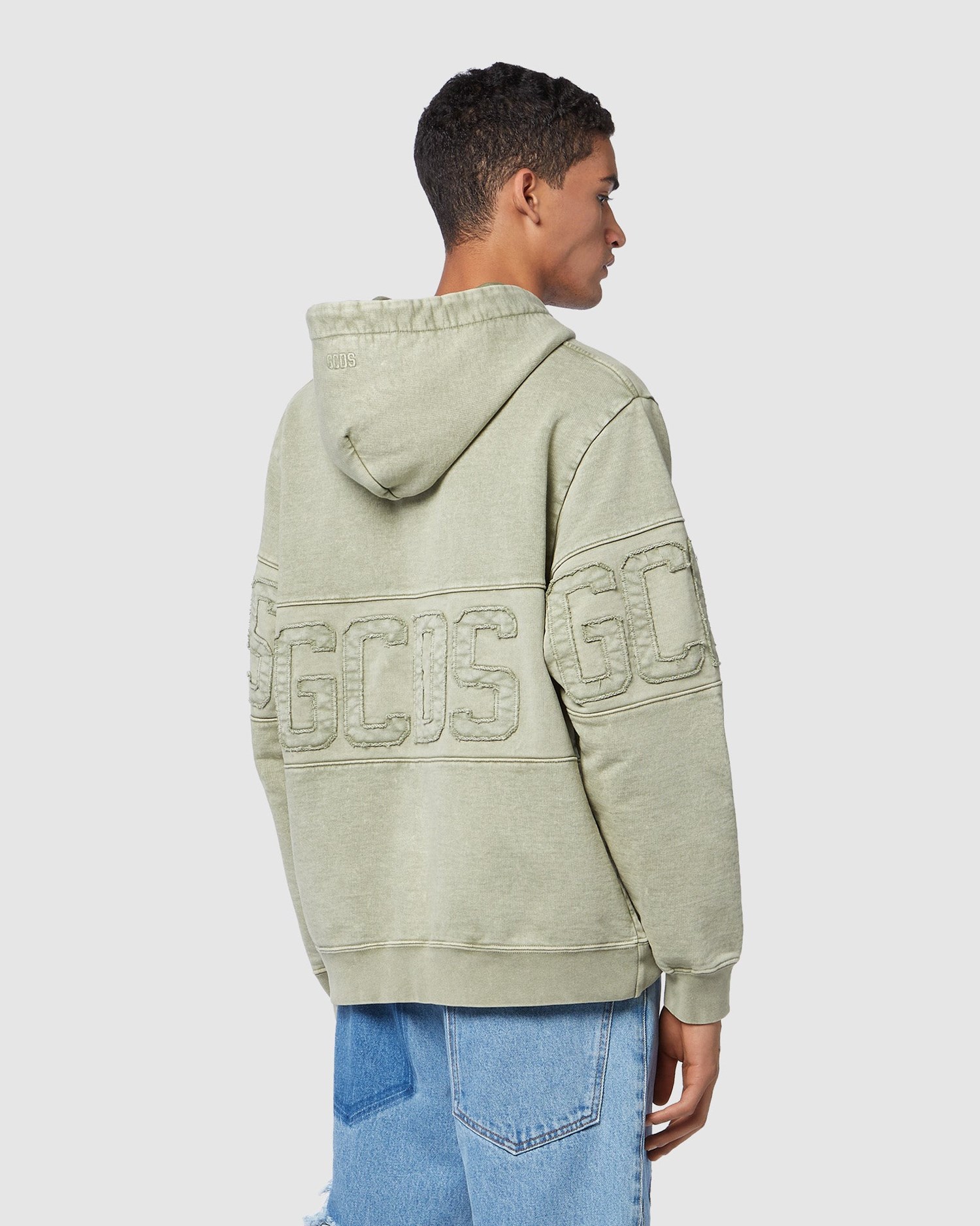 Sweat À Capuche GCDS Overdyed Gcds Logo Band Hoodie Homme Vert | 017952-XBH