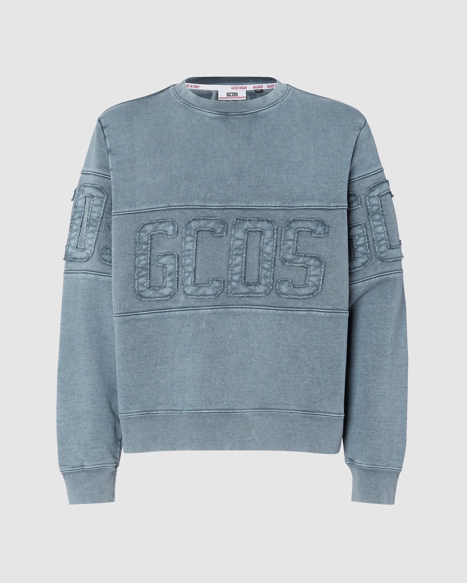 Sweat À Capuche GCDS Overdyed Gcds Logo Band Crewneck Homme Noir | 039872-YCD