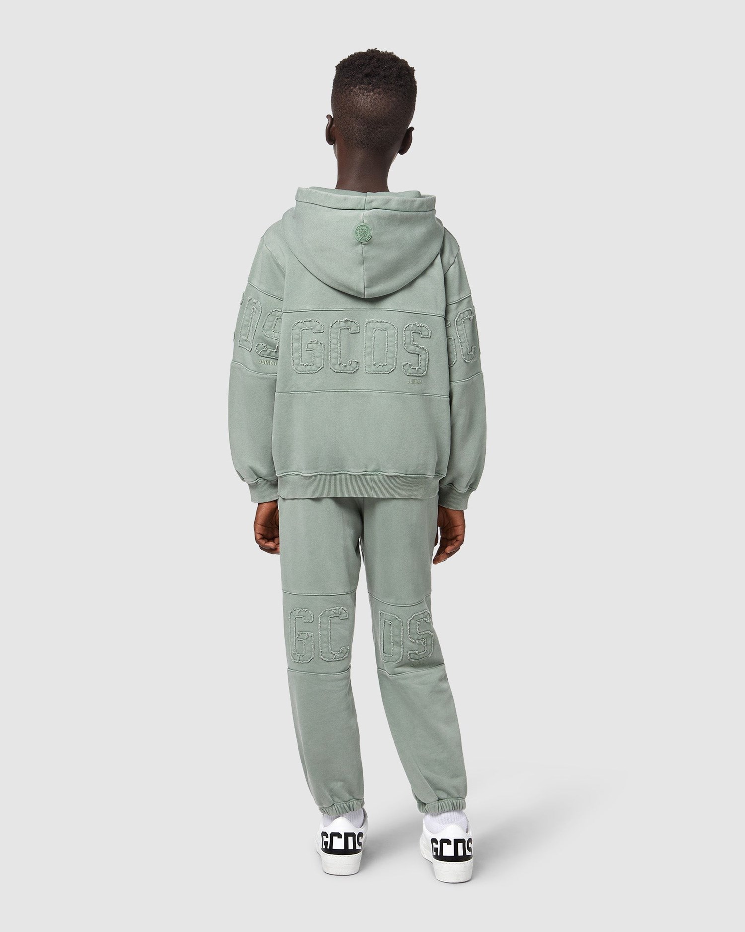 Sweat À Capuche GCDS Overdyed Gcds Logo Band Hoodie Enfant Vert | 370916-JUX