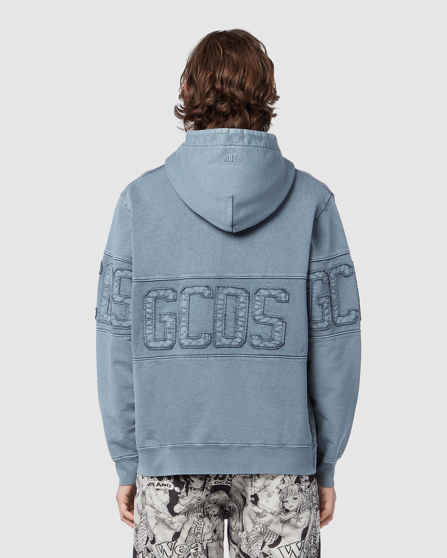 Sweat À Capuche GCDS Overdyed Gcds Logo Band Hoodie Homme Noir | 793045-ZXW