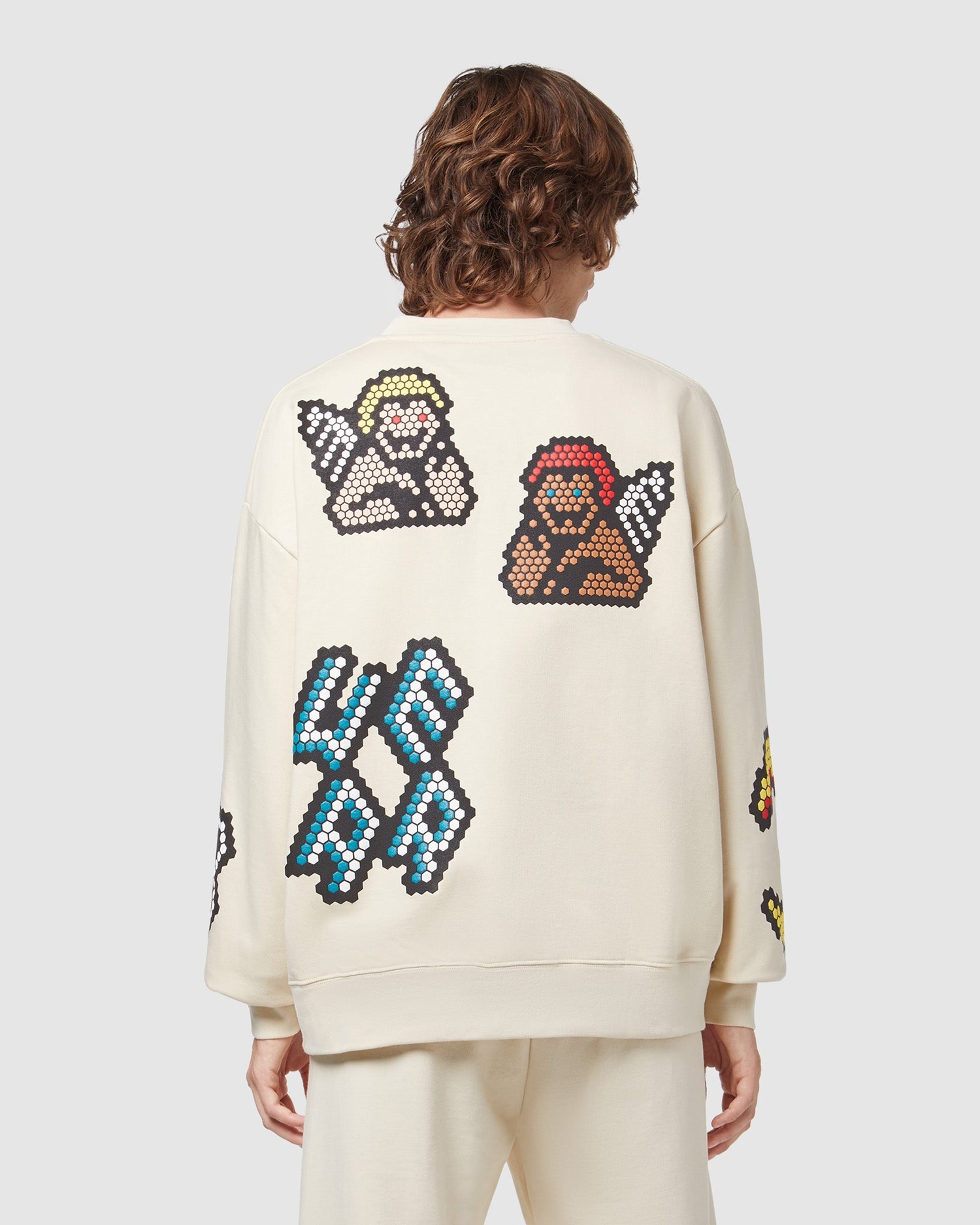 Sweat À Capuche GCDS Plush Oversized Crewneck Homme Grise | 745983-KYW