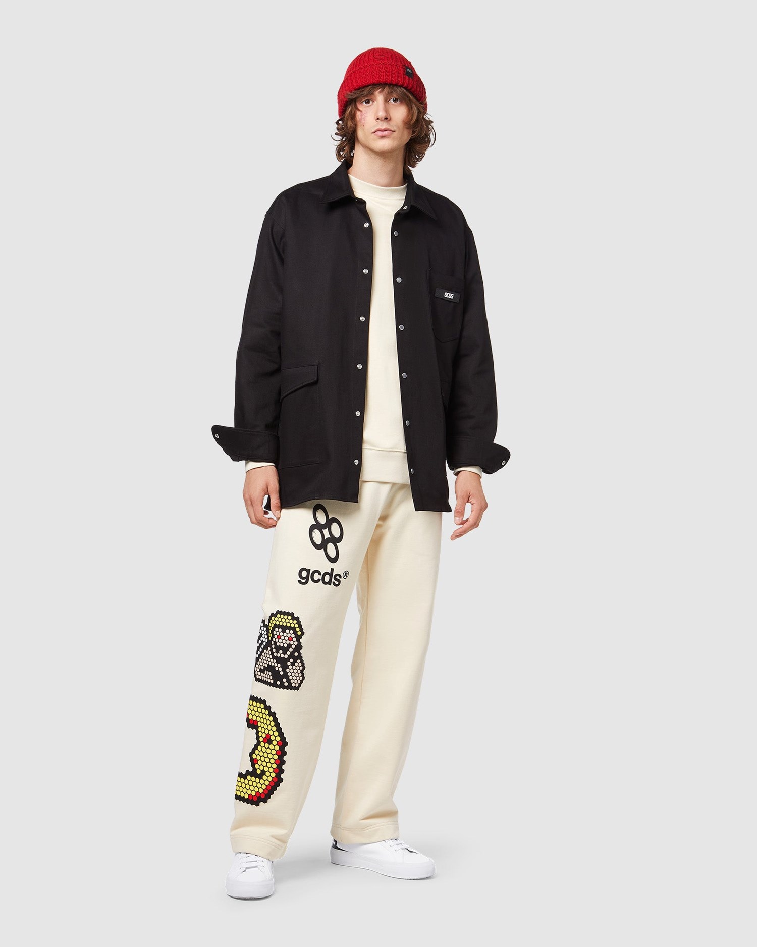 Sweat À Capuche GCDS Plush Oversized Crewneck Homme Grise | 745983-KYW