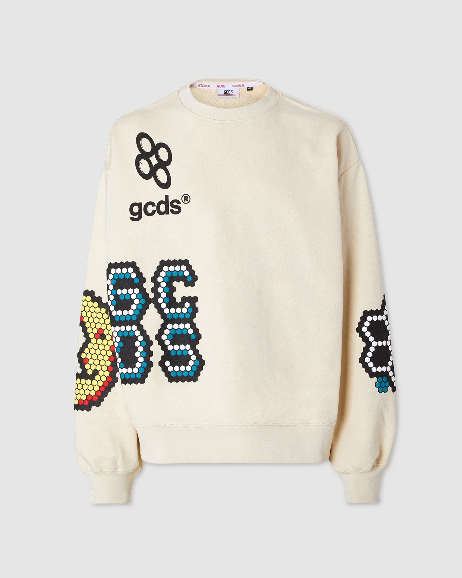 Sweat À Capuche GCDS Plush Oversized Crewneck Homme Grise | 745983-KYW