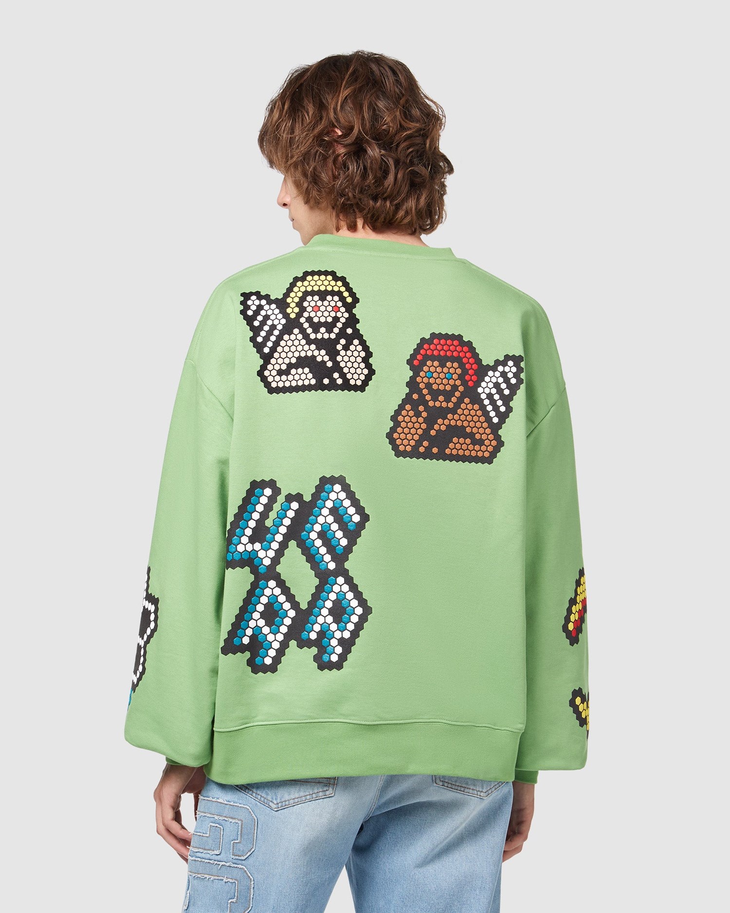 Sweat À Capuche GCDS Plush Oversized Crewneck Homme Vert | 806723-KIX
