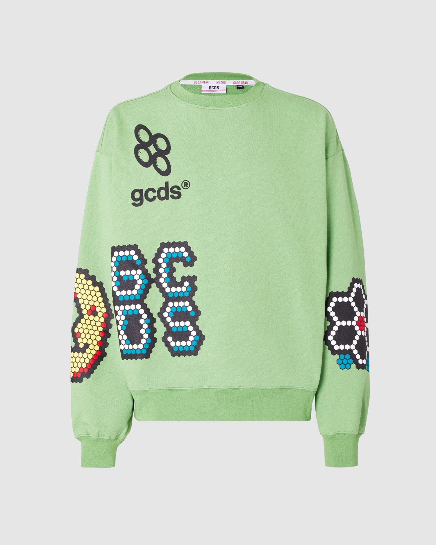 Sweat À Capuche GCDS Plush Oversized Crewneck Homme Vert | 806723-KIX