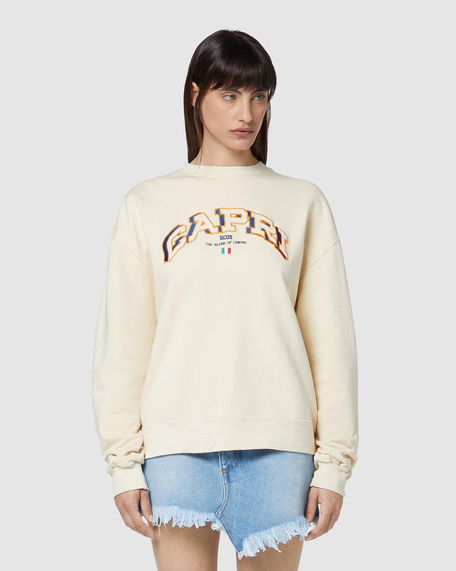 Sweats GCDS Capri Oversized Crewneck Sweatshirt Homme Bleu | 601573-FDS