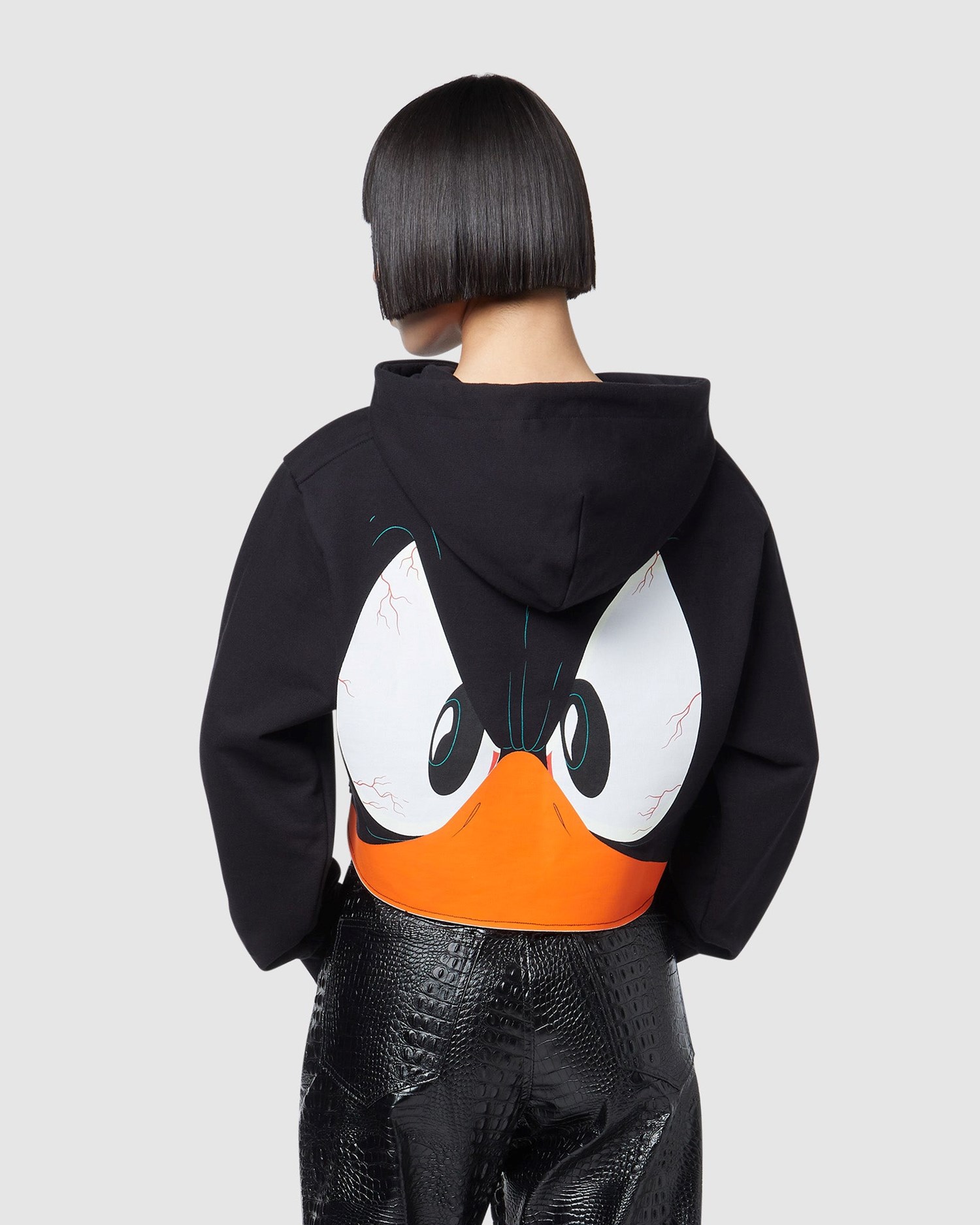 Sweatshirt GCDS Daffy Duck Cropped Sweatshirt Femme Noir | 937450-HLC