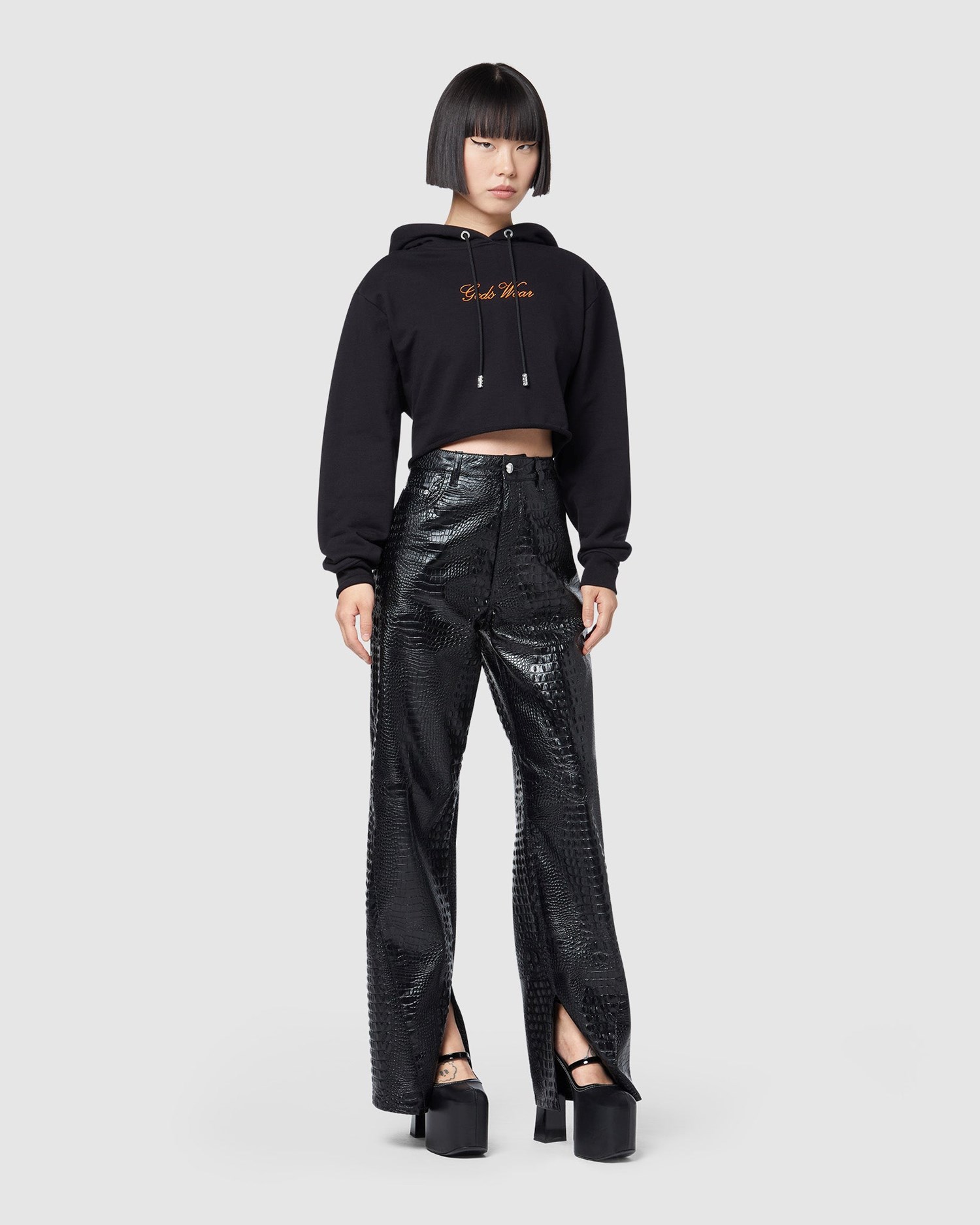 Sweatshirt GCDS Daffy Duck Cropped Sweatshirt Femme Noir | 937450-HLC