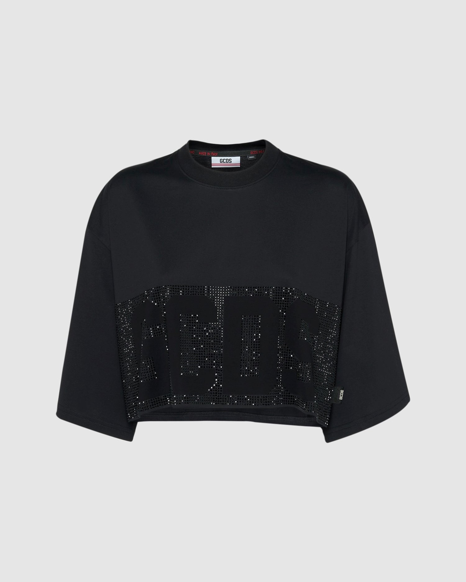 T Shirts GCDS Bling Logo Band Crop T-shirt Femme Noir | 548217-QKW