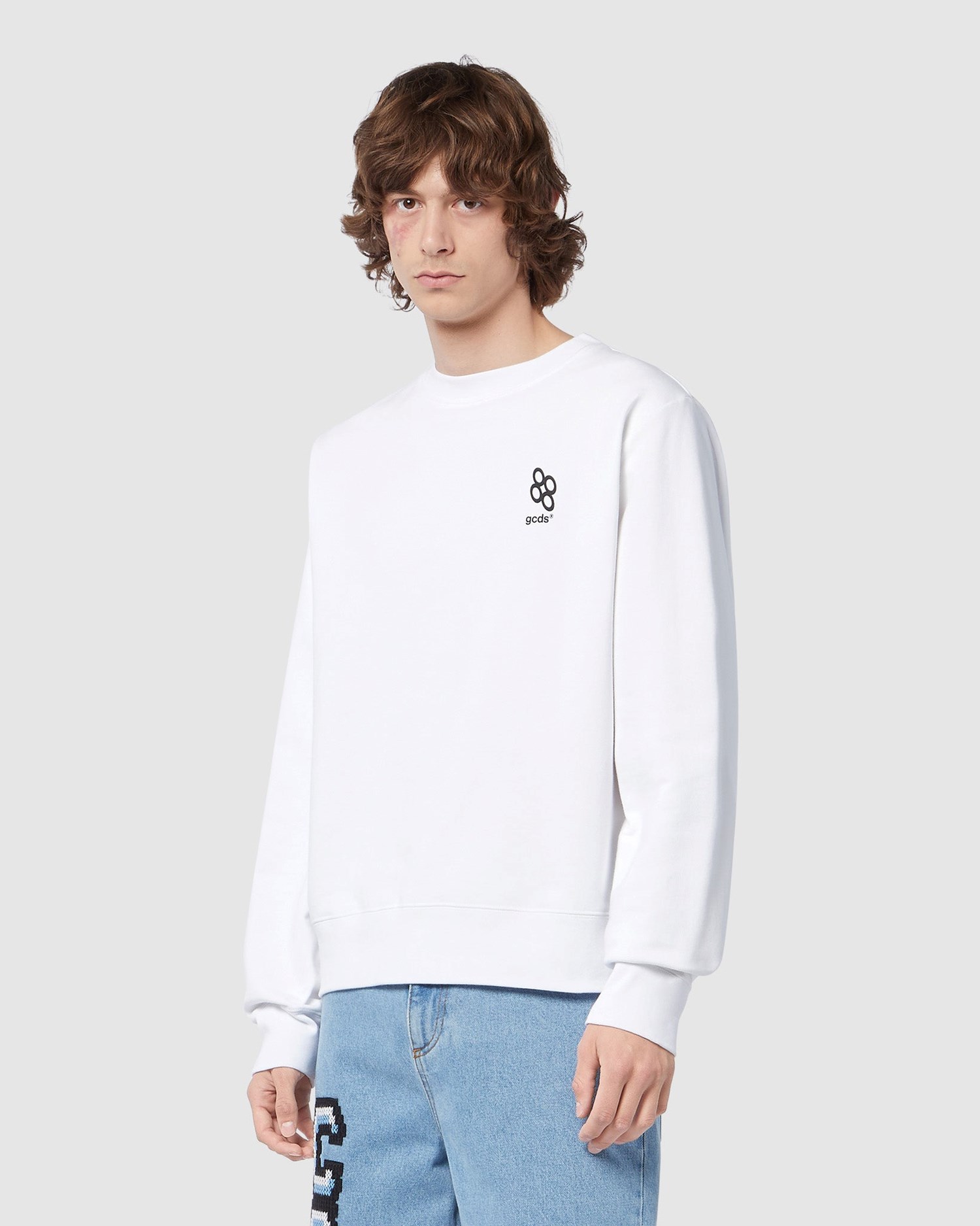 T Shirts GCDS Bliss Logo Regular Long Sleeves T-shirt Homme Blanche | 341608-YZS