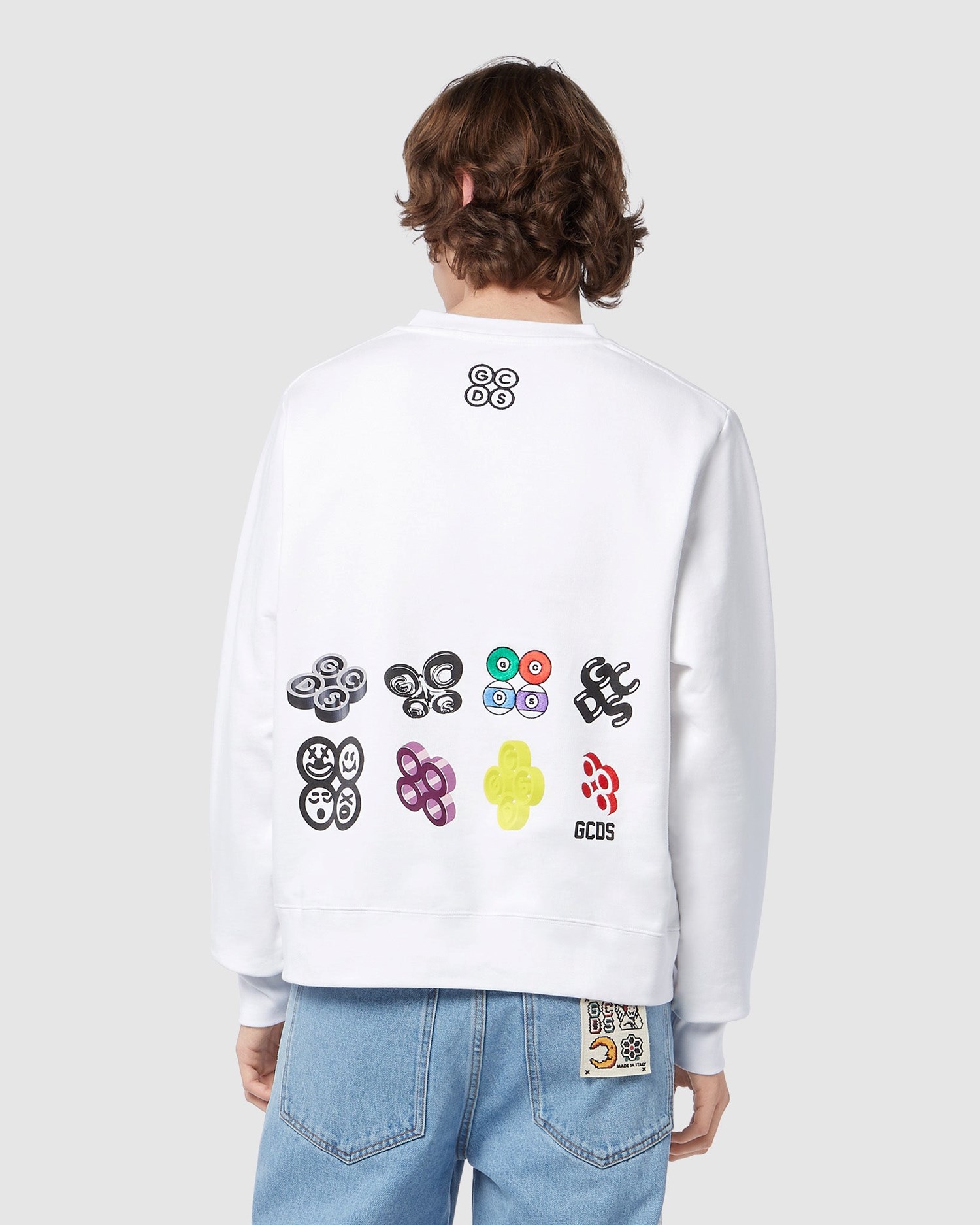 T Shirts GCDS Bliss Logo Regular Long Sleeves T-shirt Homme Blanche | 341608-YZS