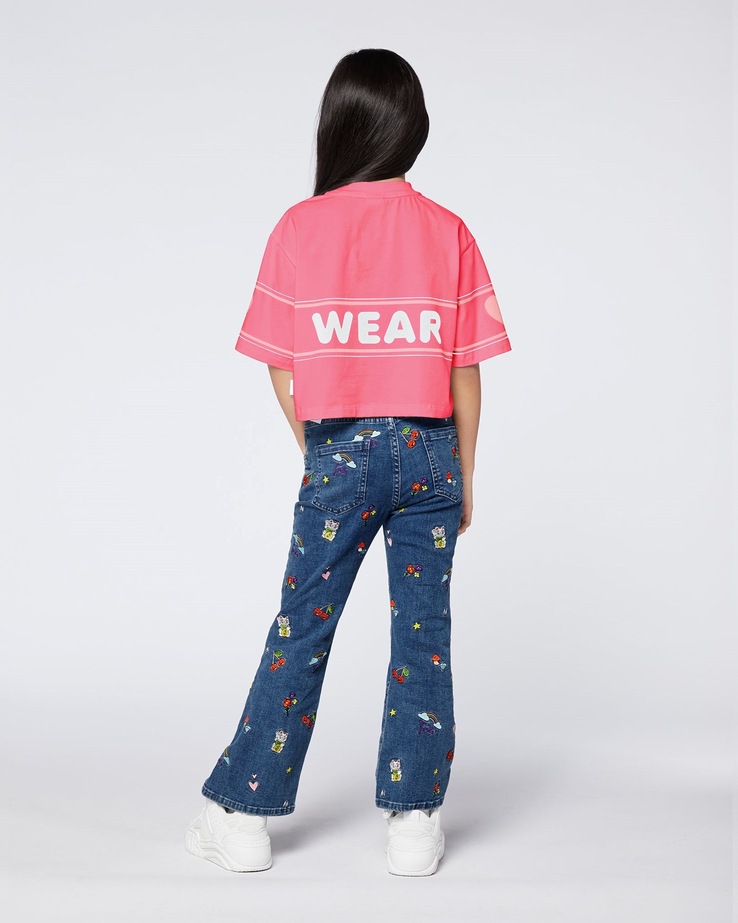 T Shirts GCDS Crop Gcds Logo T-shirt Enfant Rose | 274058-IYK