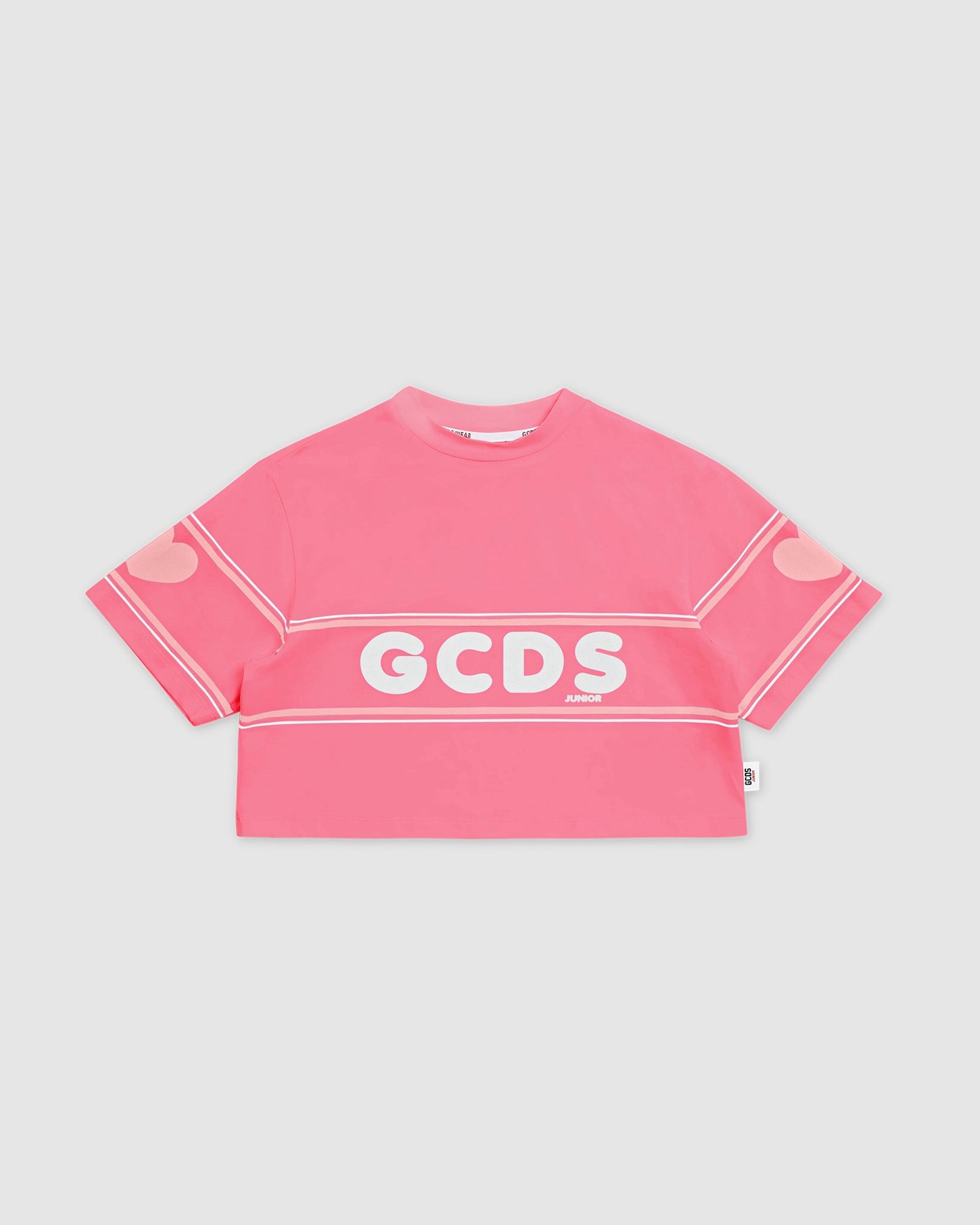 T Shirts GCDS Crop Gcds Logo T-shirt Enfant Rose | 274058-IYK