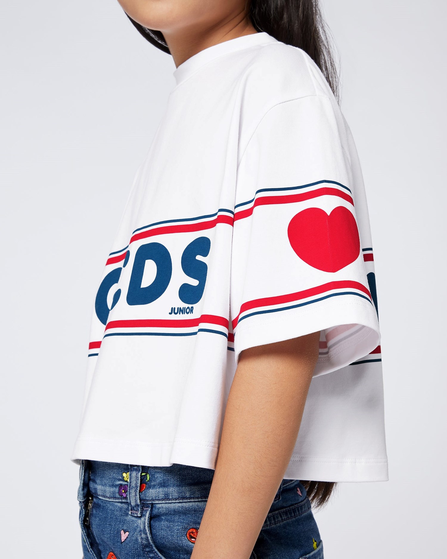 T Shirts GCDS Crop Gcds Logo T-shirt Enfant Blanche | 608142-SJD