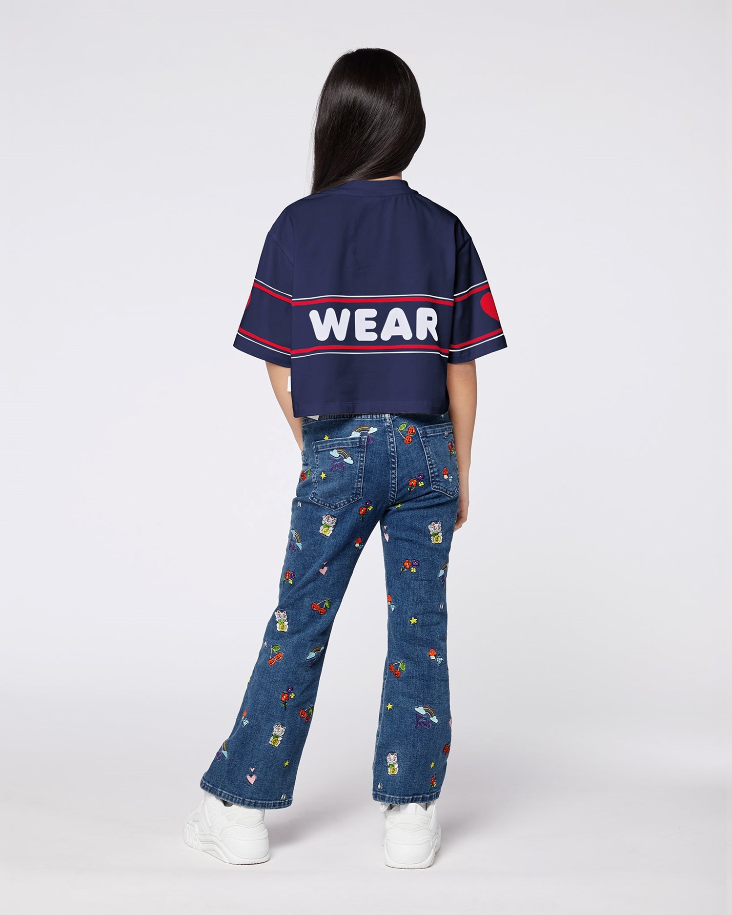 T Shirts GCDS Crop Gcds Logo T-shirt Enfant Bleu Foncé | 934751-EFU