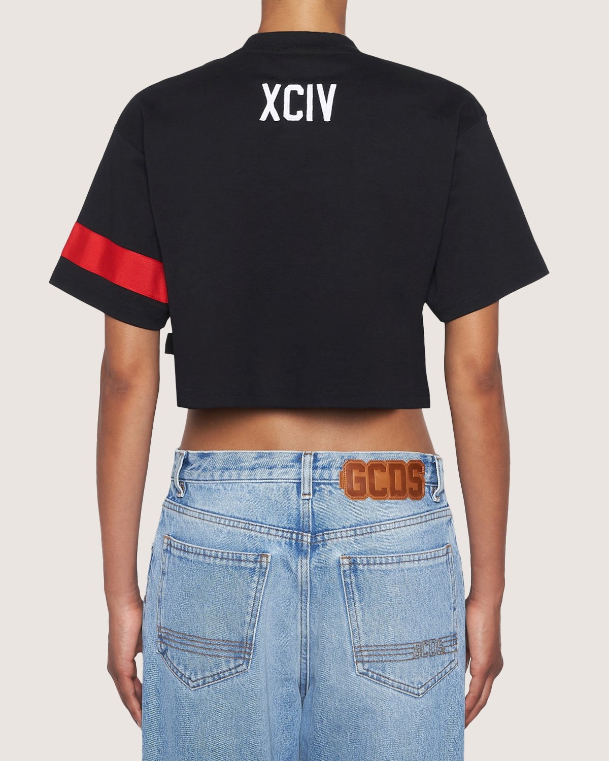T Shirts GCDS Crop Logo T-shirt Femme Noir | 510376-NJZ