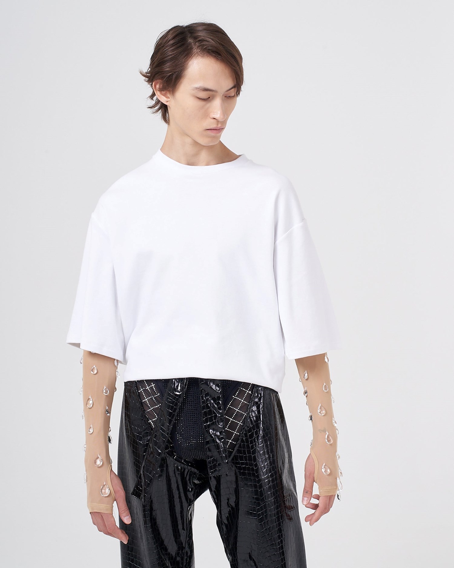 T Shirts GCDS Crystal Drops T-shirt Homme Blanche | 270349-XME