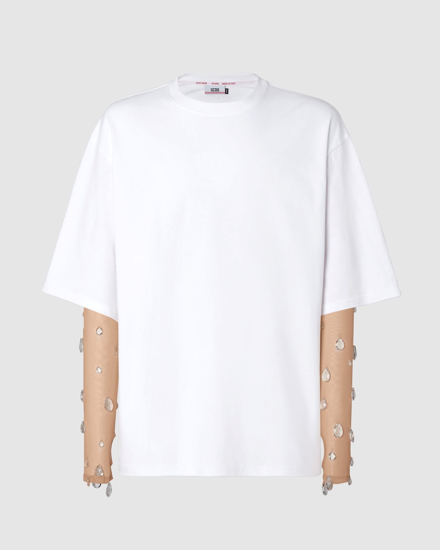 T Shirts GCDS Crystal Drops T-shirt Homme Blanche | 270349-XME