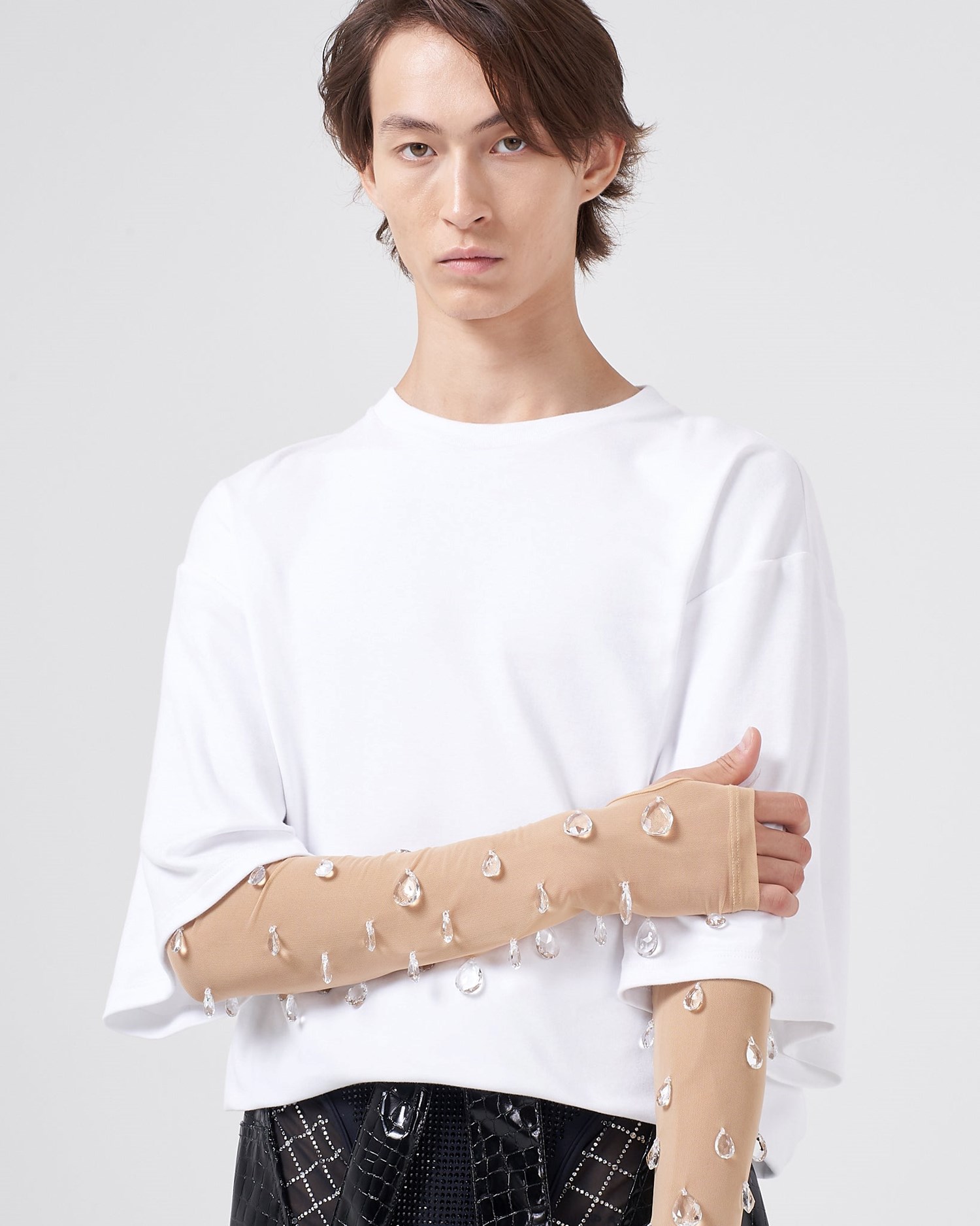 T Shirts GCDS Crystal Drops T-shirt Homme Blanche | 270349-XME