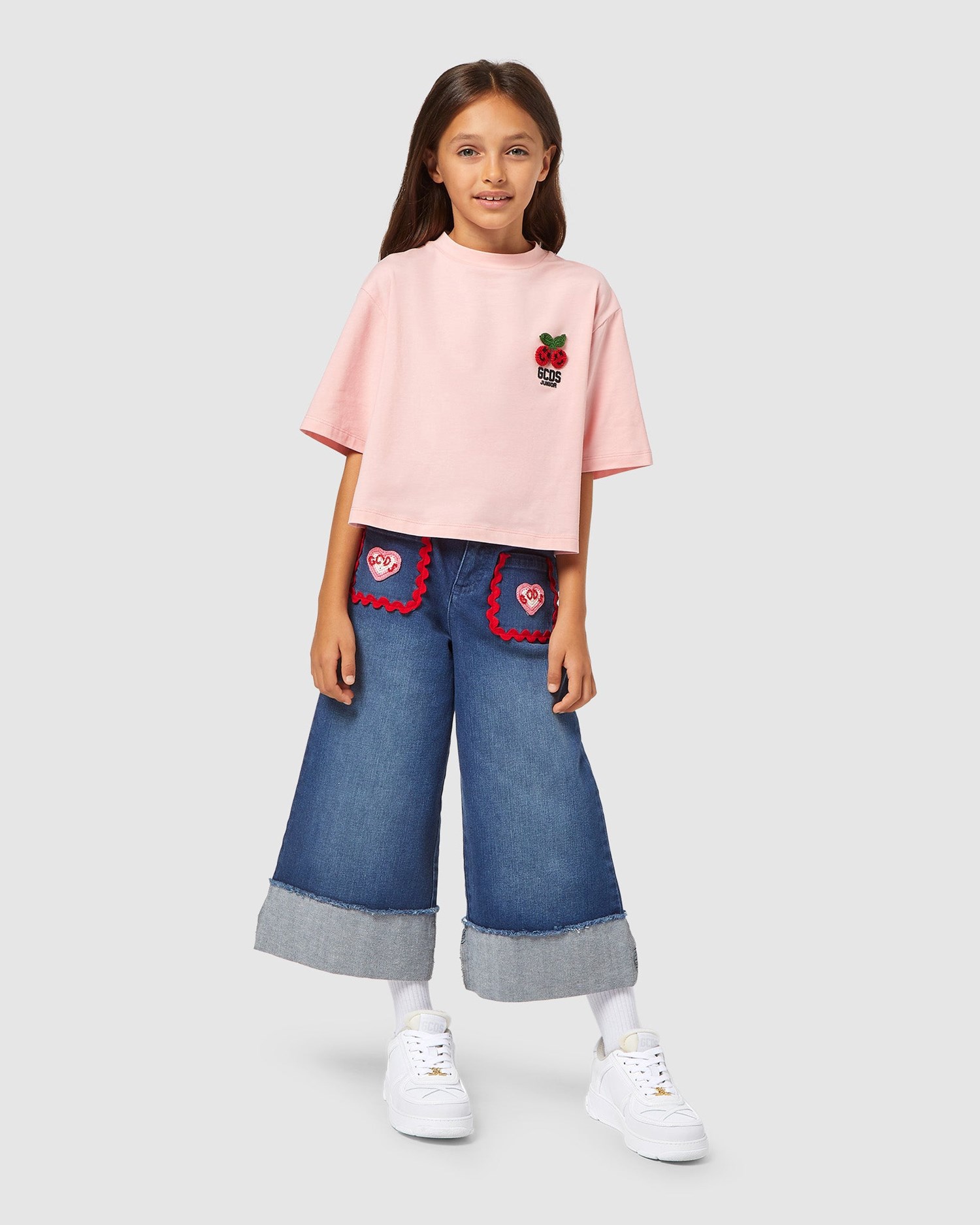 T Shirts GCDS Cherry T-shirt Enfant Rose | 246107-WYU