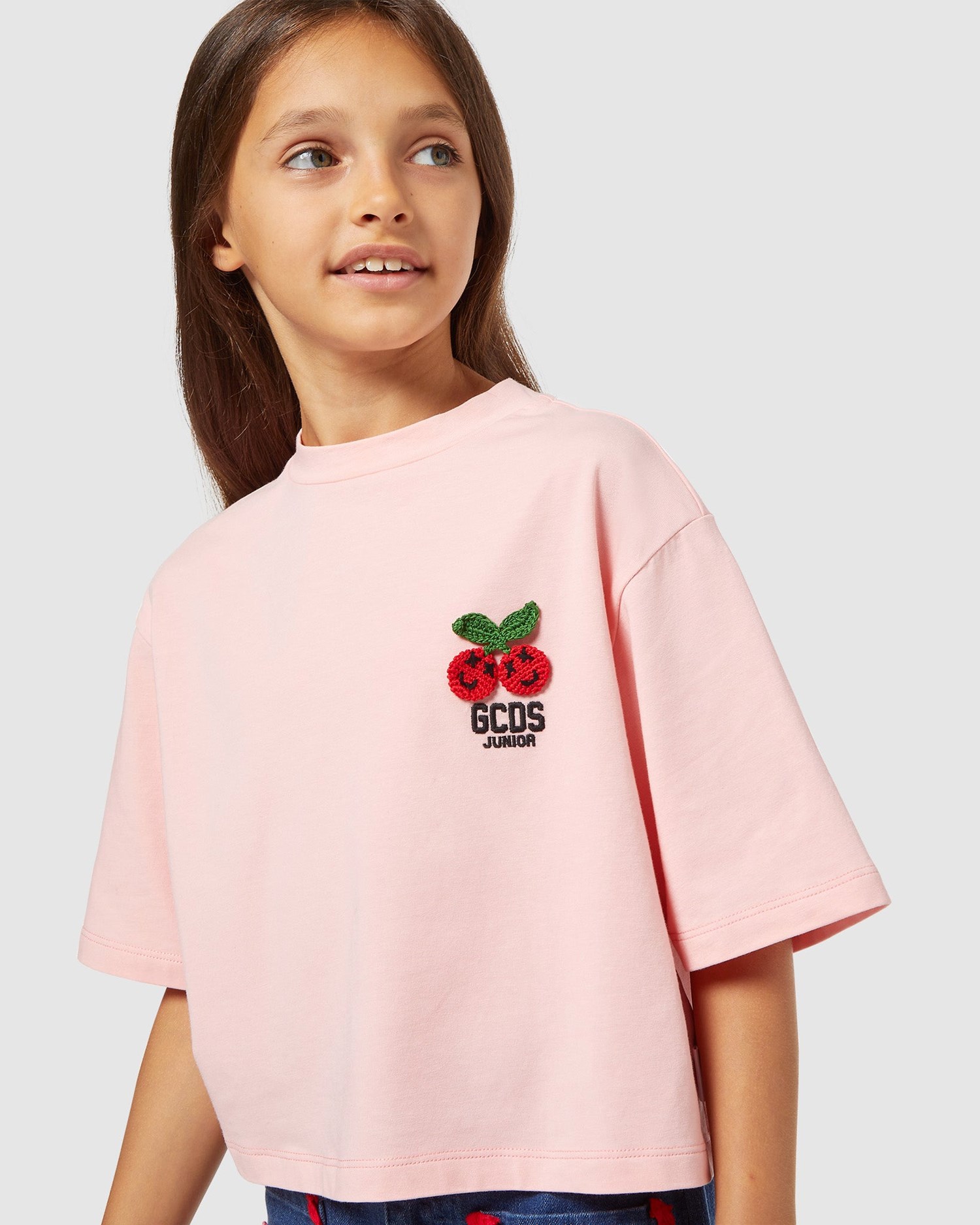 T Shirts GCDS Cherry T-shirt Enfant Rose | 246107-WYU