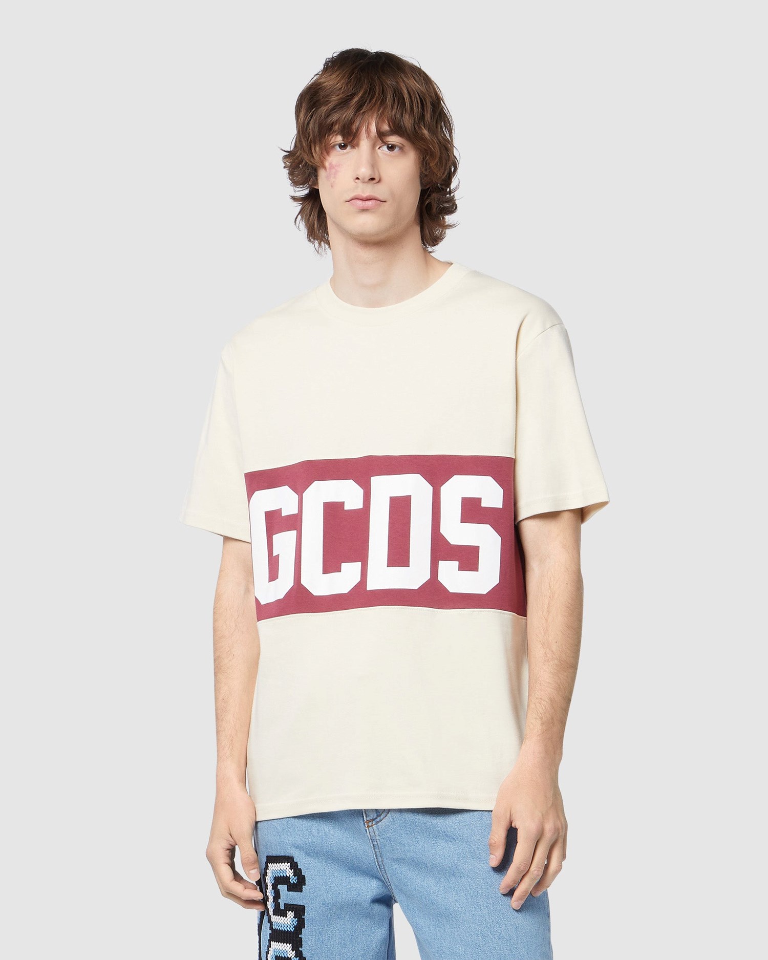 T Shirts GCDS Logo Band Regular T-shirt Homme Bordeaux | 074951-FZR