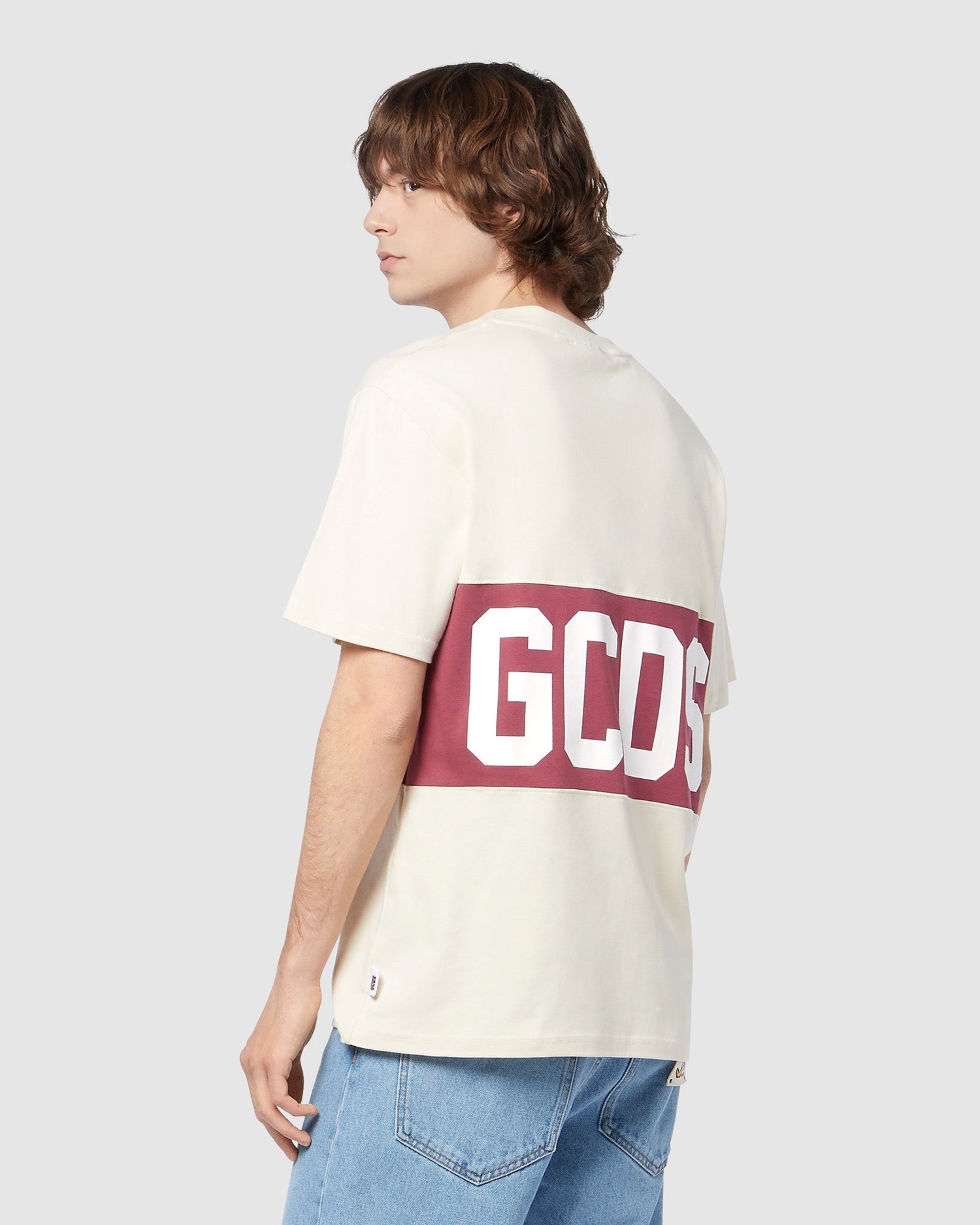 T Shirts GCDS Logo Band Regular T-shirt Homme Bordeaux | 074951-FZR