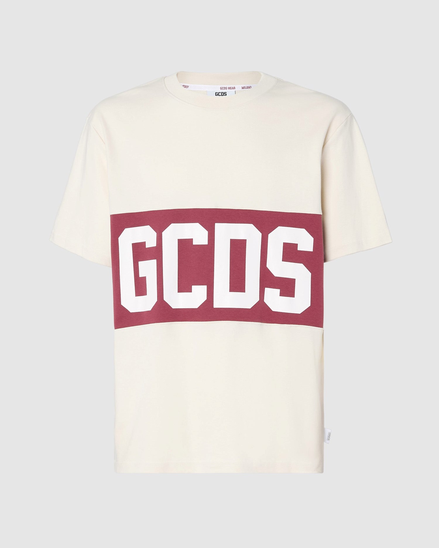 T Shirts GCDS Logo Band Regular T-shirt Homme Bordeaux | 074951-FZR