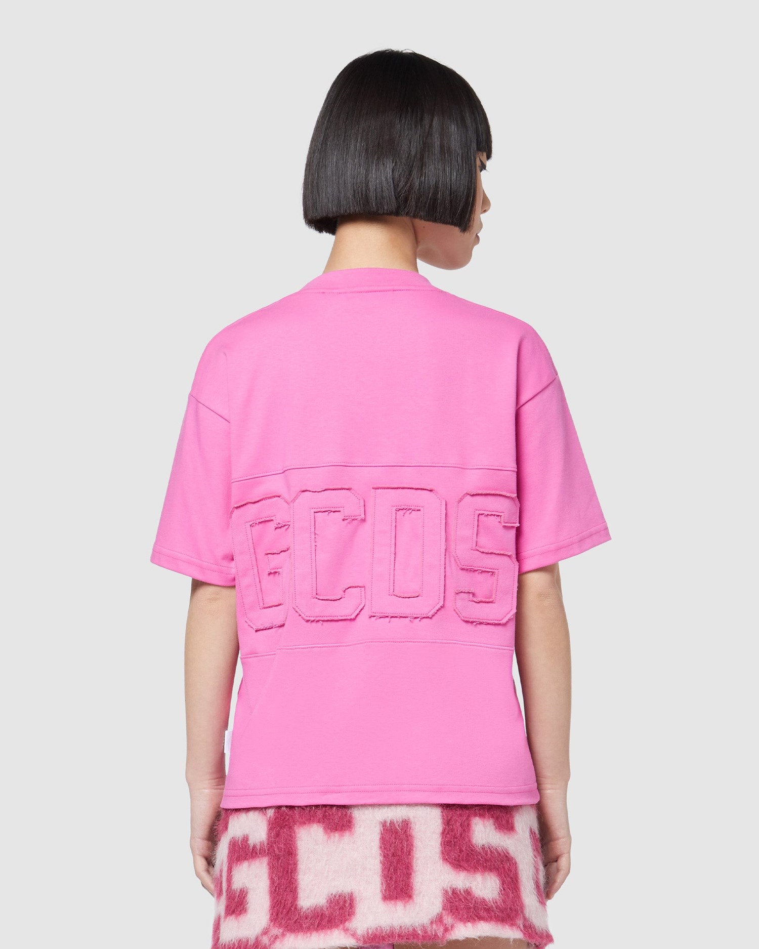 T Shirts GCDS Logo Band Regular T-shirt Femme Fushia | 082613-VHA