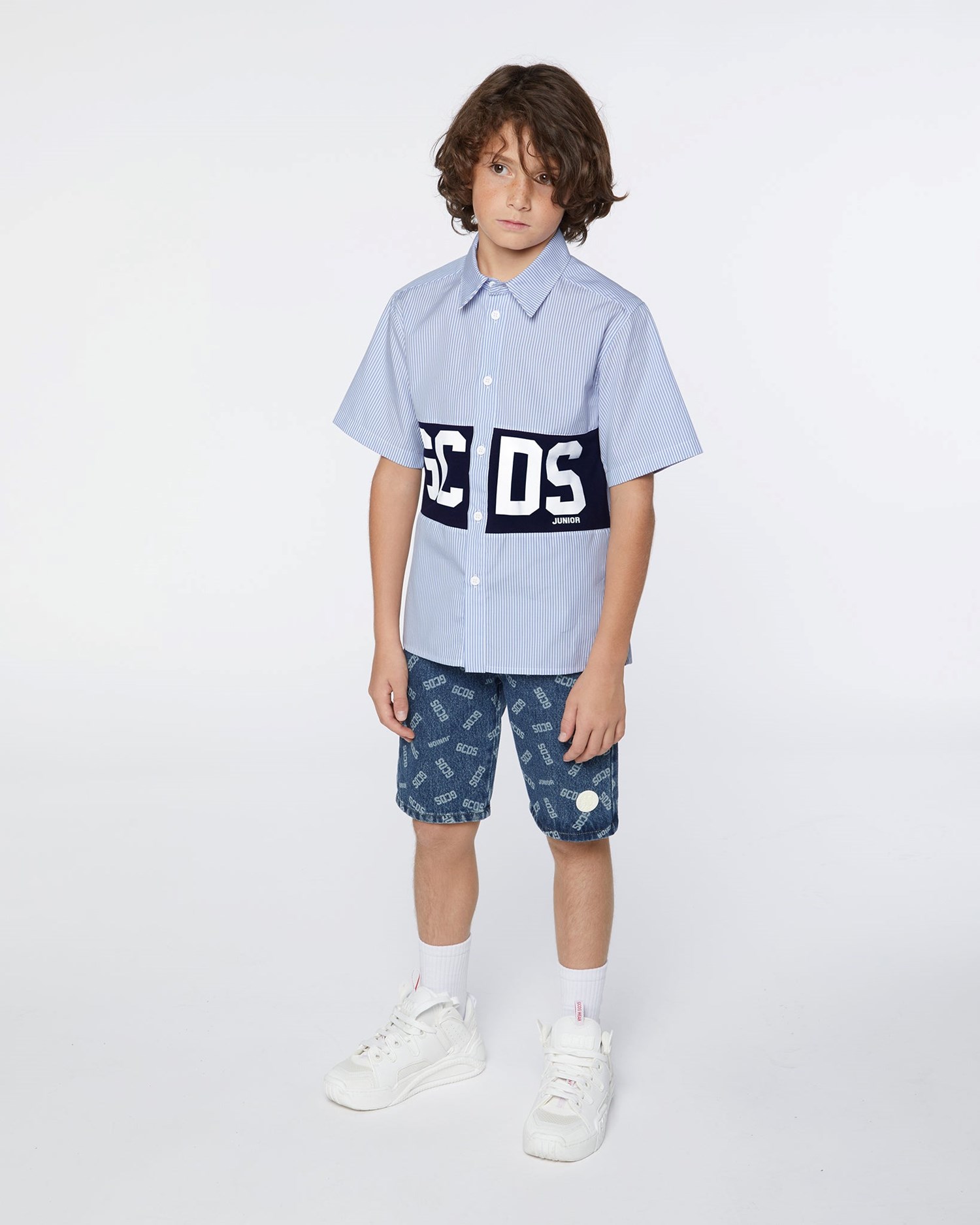 T Shirts GCDS Logo Band Shirt Enfant Bleu Clair | 371894-JCP