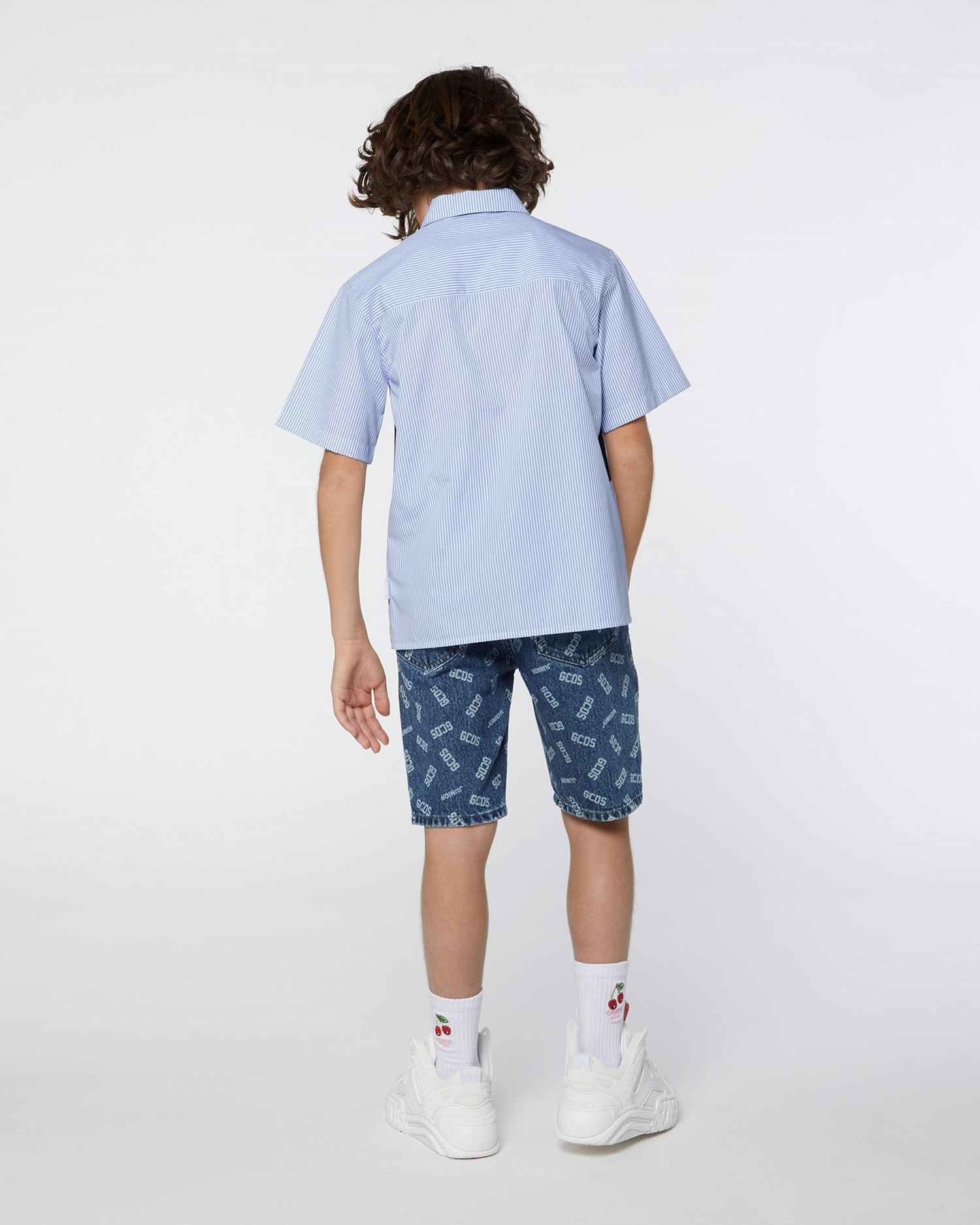 T Shirts GCDS Logo Band Shirt Enfant Bleu Clair | 371894-JCP