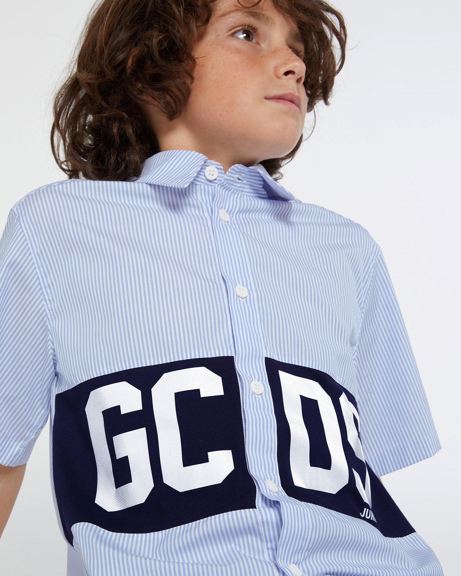 T Shirts GCDS Logo Band Shirt Enfant Bleu Clair | 371894-JCP