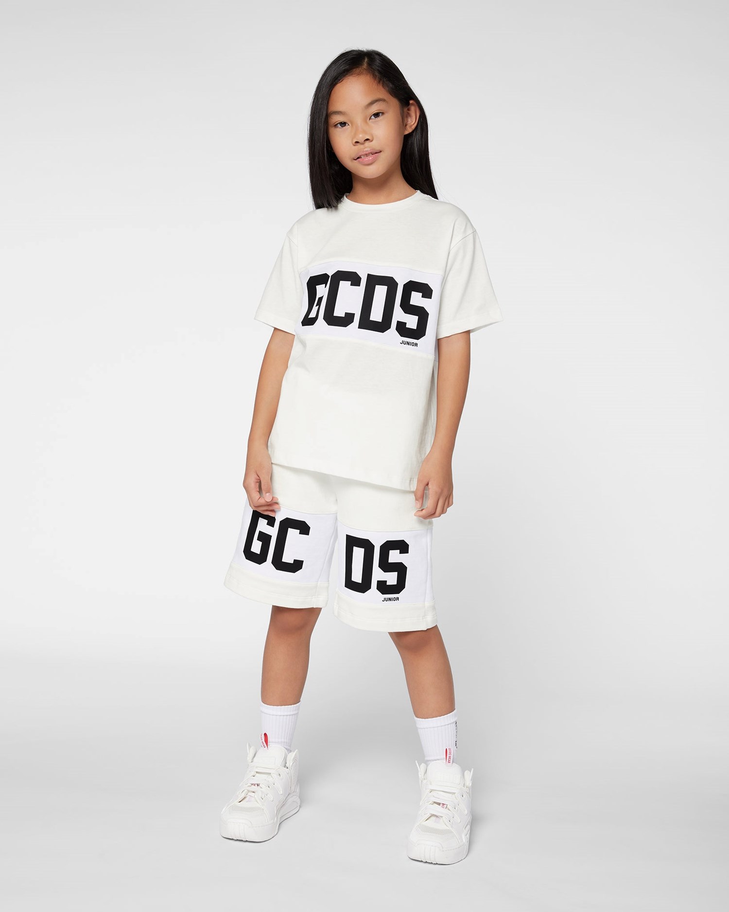 T Shirts GCDS Logo Band T-shirt Enfant Blanche | 163857-RNA