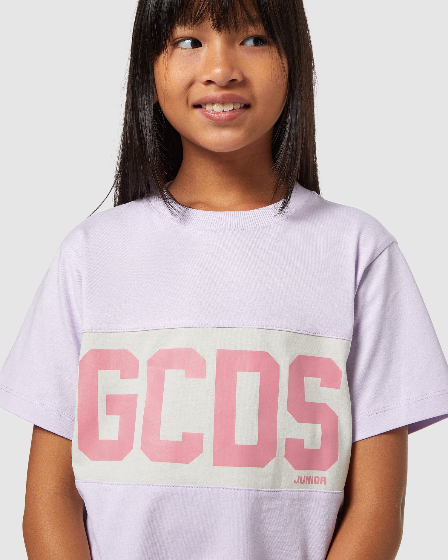 T Shirts GCDS Logo Band T-shirt Enfant Lilac | 345810-CHR