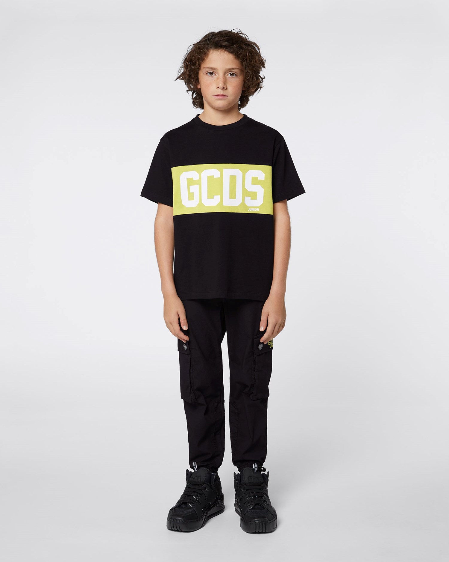 T Shirts GCDS Logo Band T-shirt Enfant Lime | 369147-NWQ