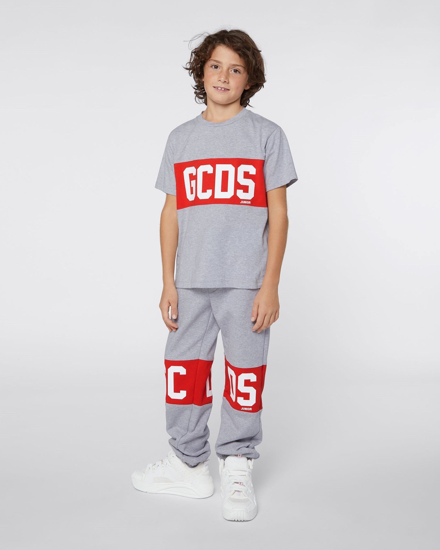 T Shirts GCDS Logo Band T-shirt Enfant Grise | 893412-MSB